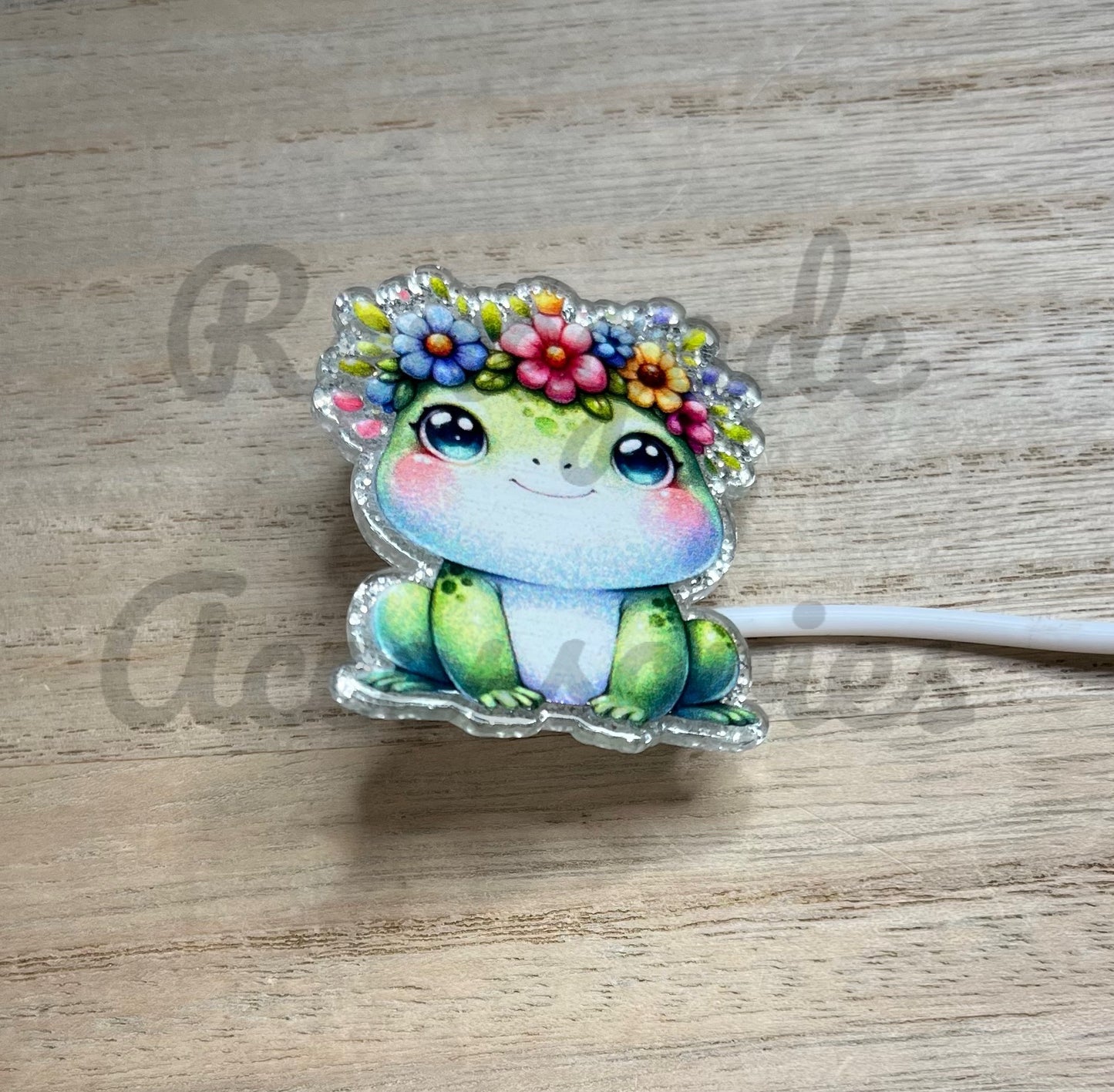 Straw Topper - Acrylic - Frog Flowers
