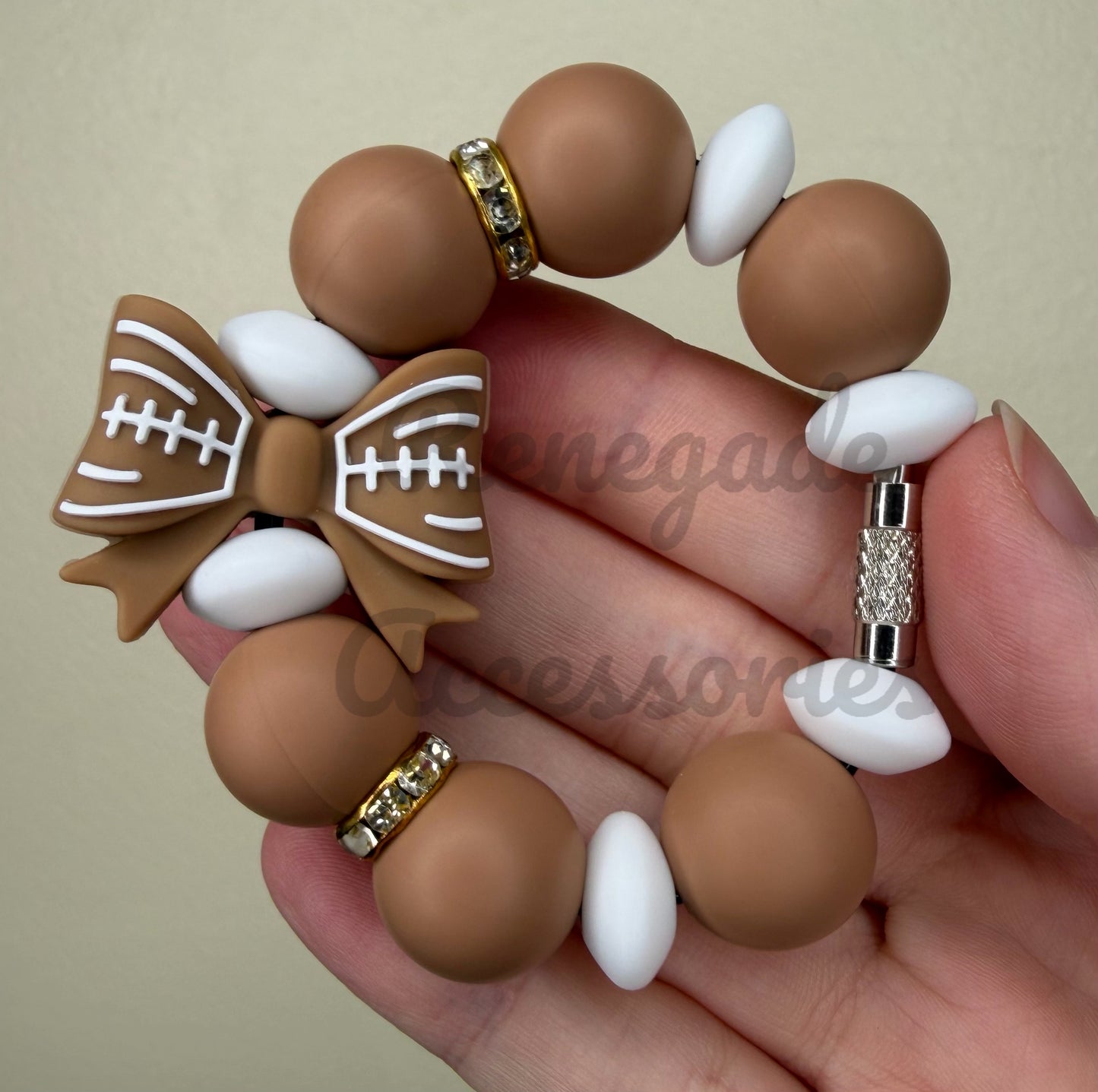 Silicone Charm - Football Bow