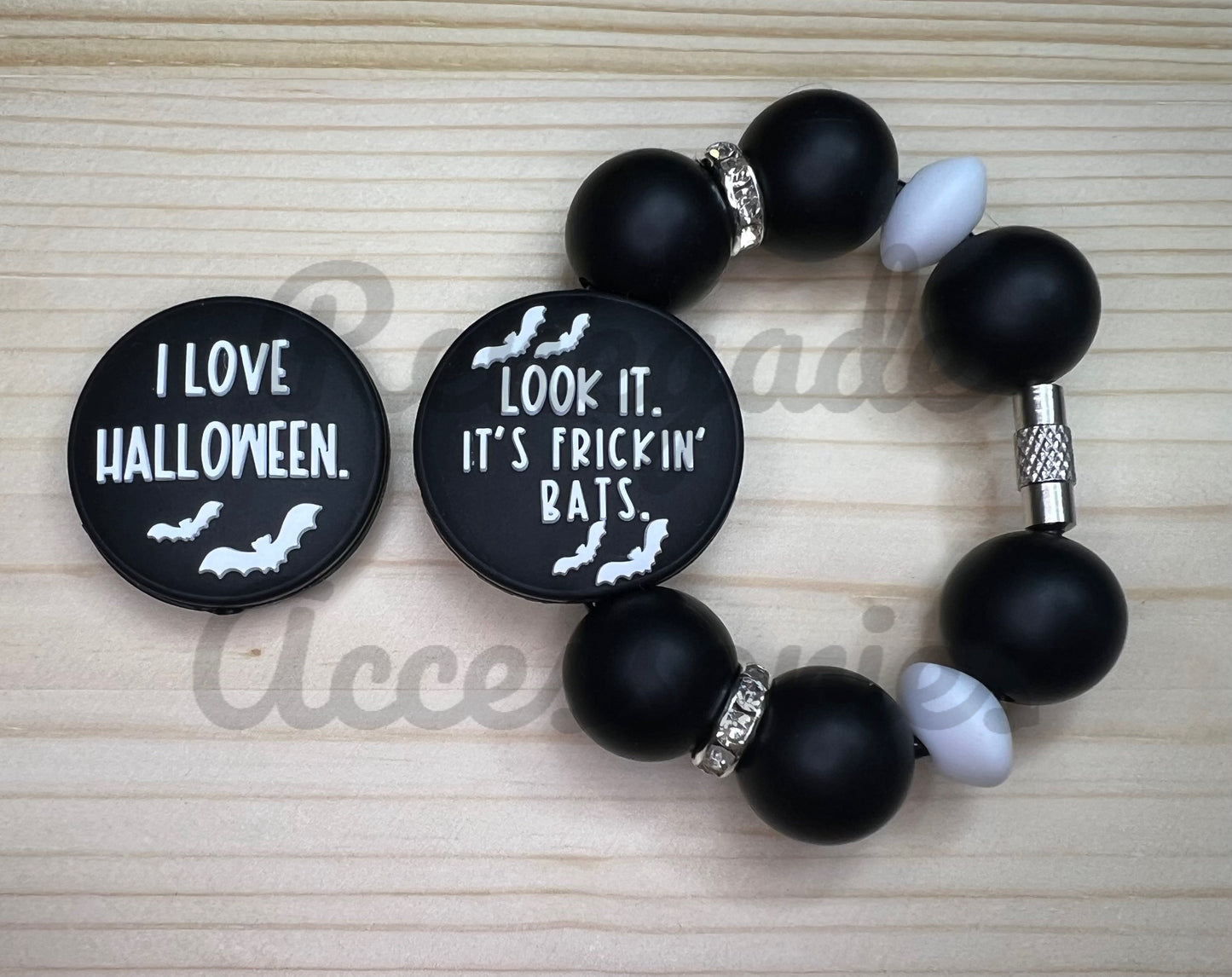 Silicone Charm - It’s Frickin Bats - Black/Double Sided