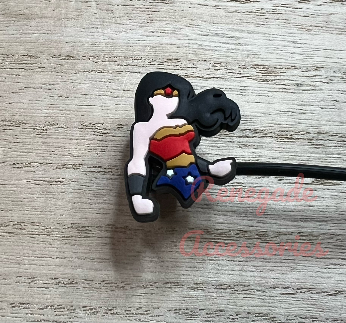 Straw Topper - W Woman Superhero Character