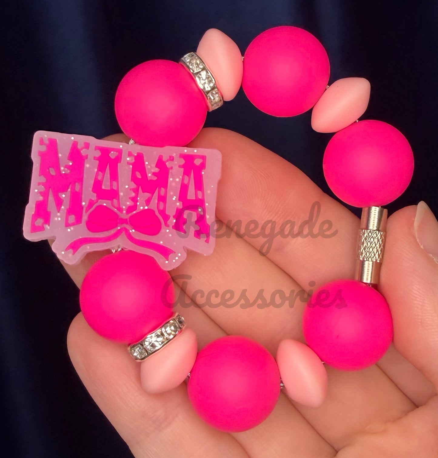 Silicone Charm - Mama Hot Pink