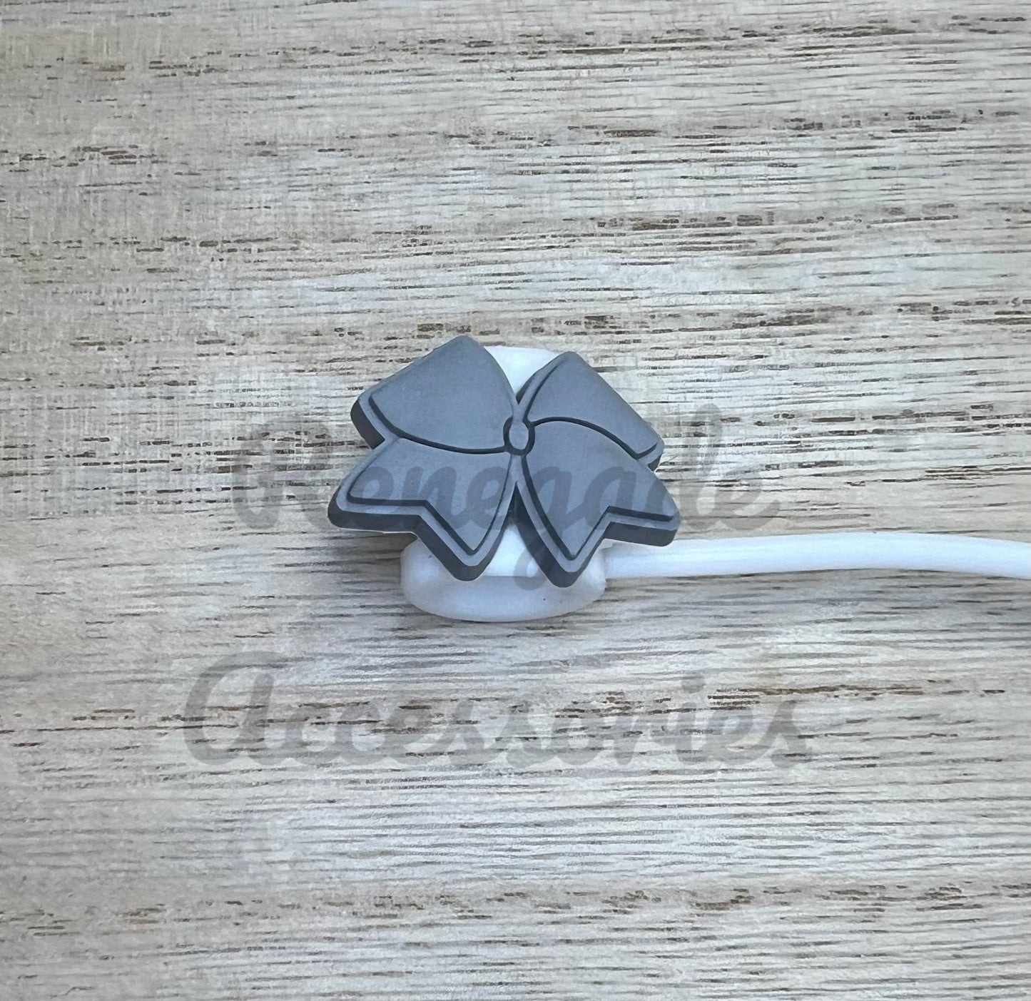Straw Topper - Grey Bow