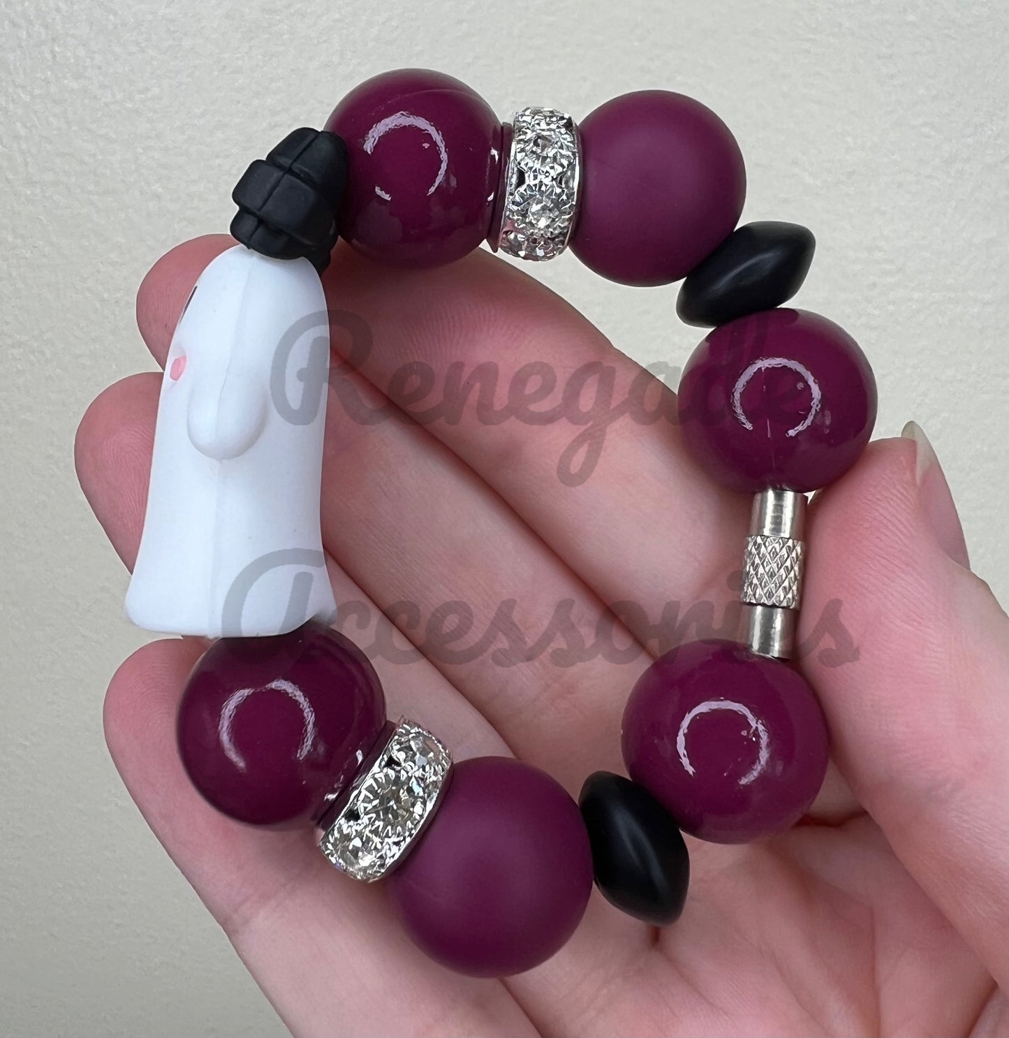 Silicone Charm - Ghost Black Bow - Ember