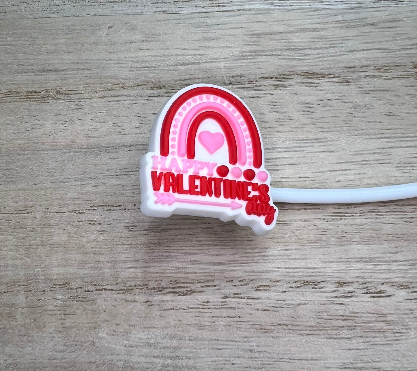 Straw Topper - Happy Valentines Day Rainbow