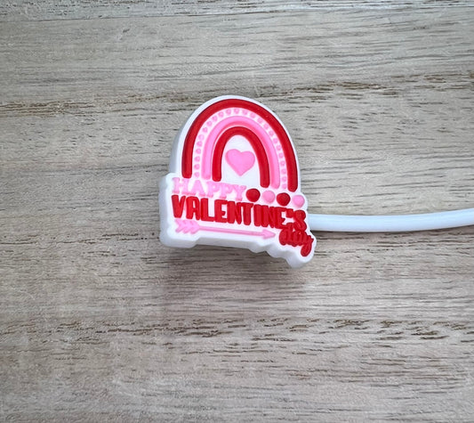 Straw Topper - Happy Valentines Day Rainbow