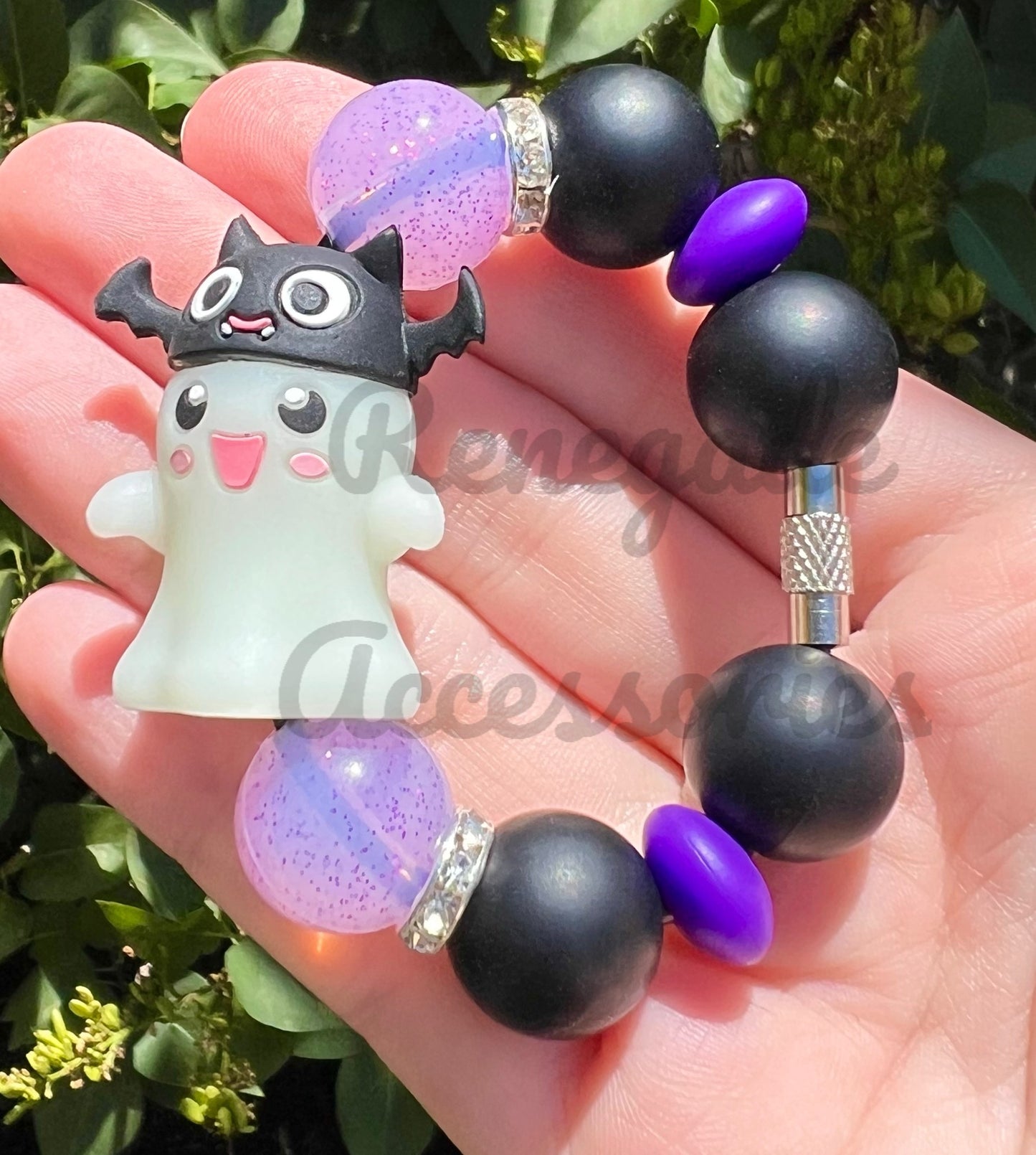Silicone Charm - Glow In The Dark Ghost Bat