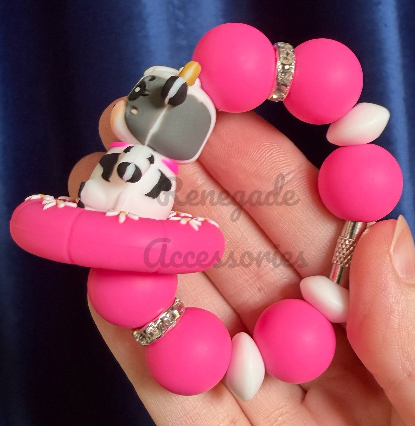Silicone Charm - Cow Floatie - Pink