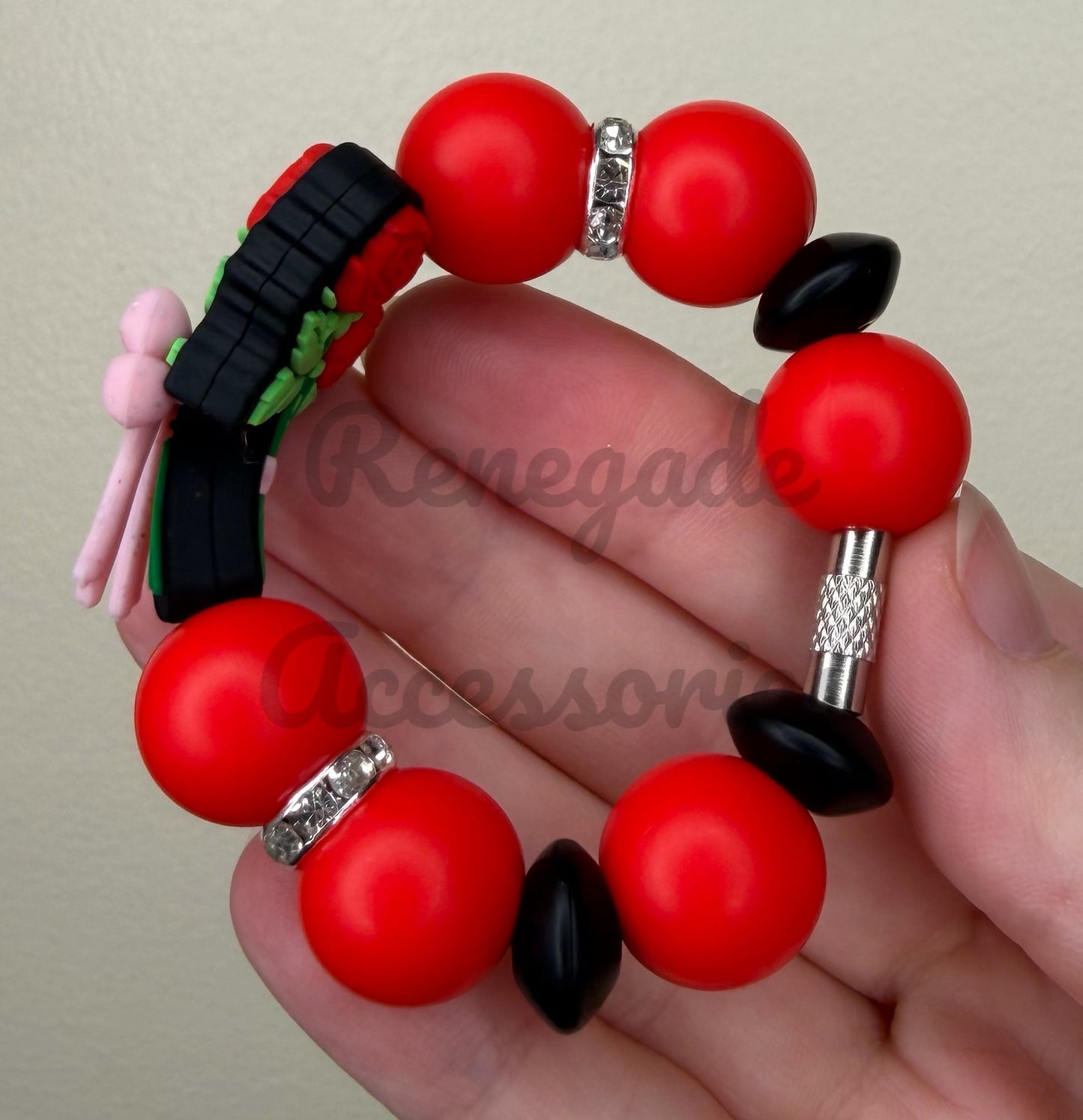 Silicone Charm - Bow Roses