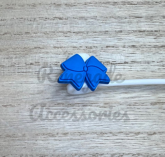 Straw Topper - Blue Bow