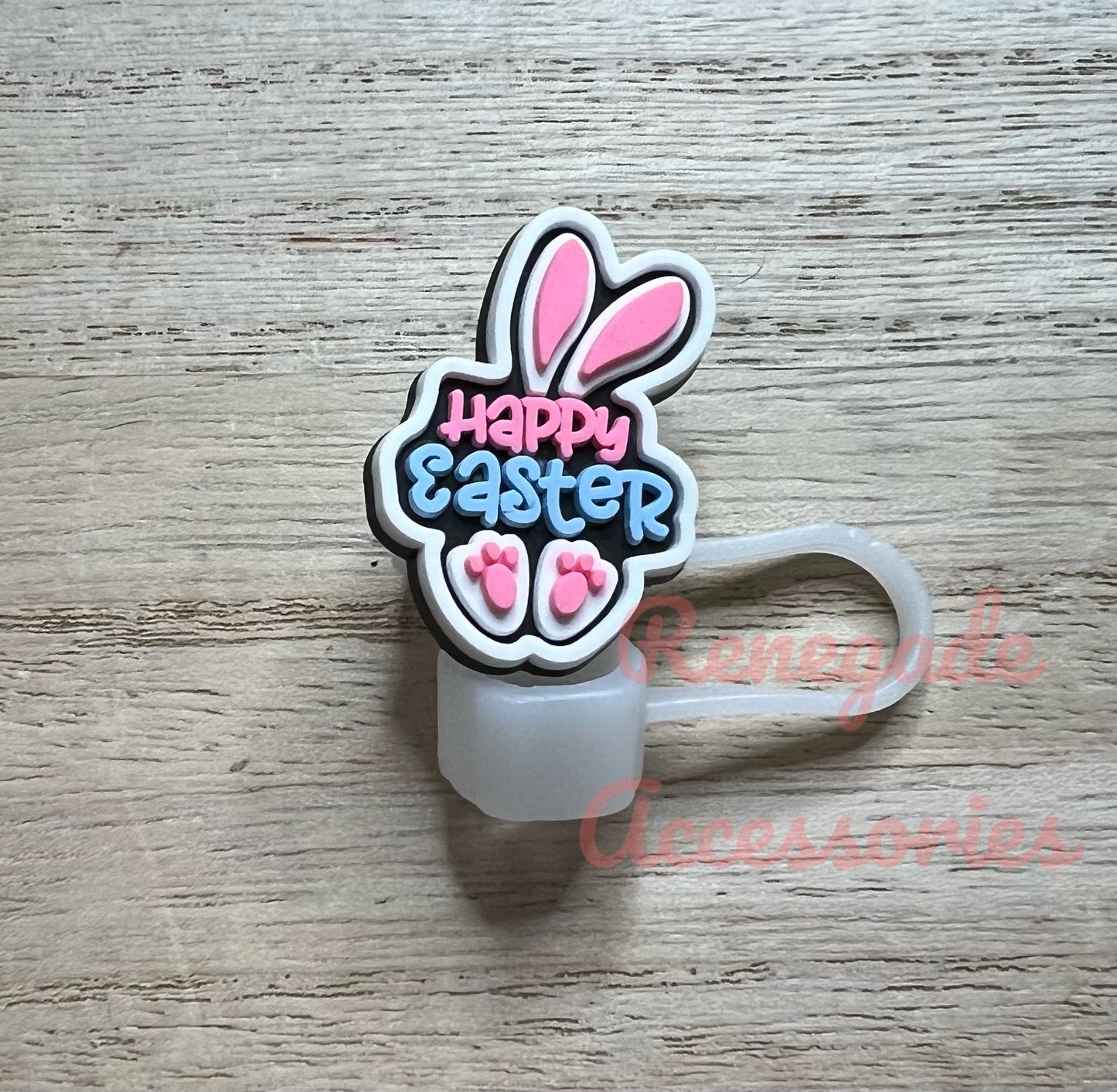 Straw Topper - Happy Easter Bunny