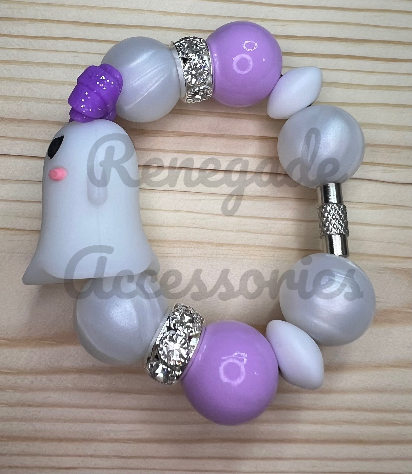Silicone Charm - Ghost With Bow - Purple
