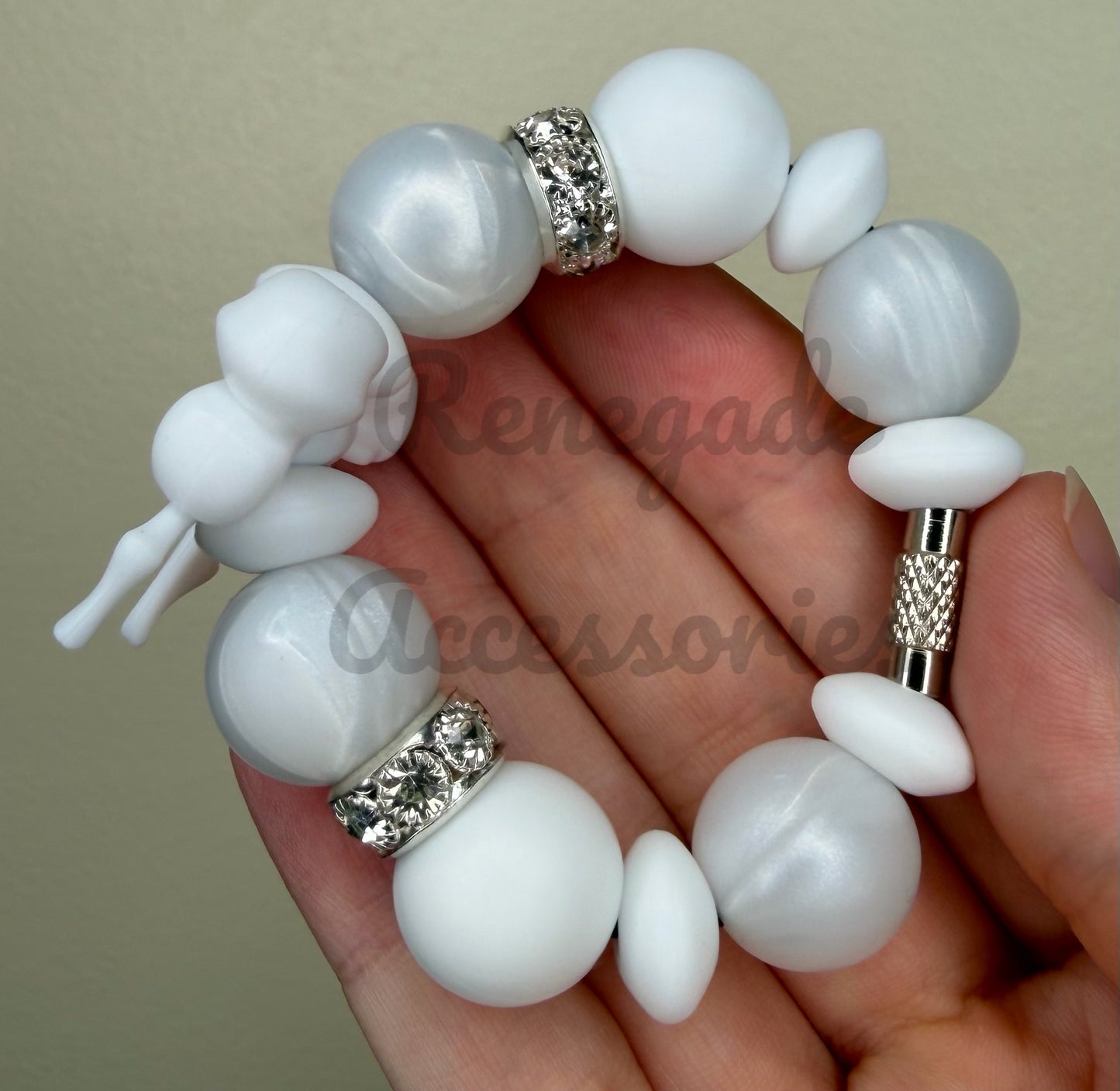 Silicone Charm - White Bow