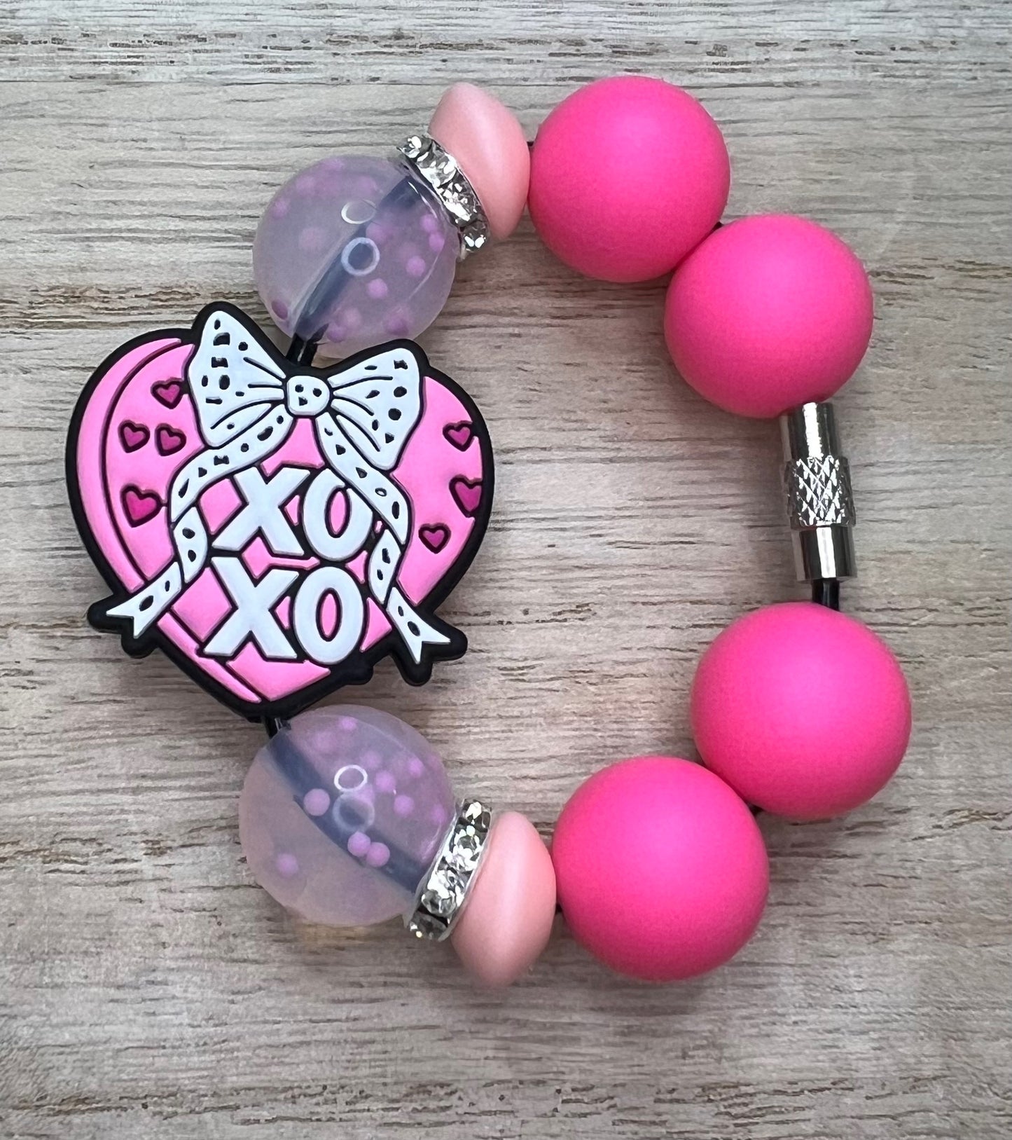 Silicone Charm - Xoxo Heart Bow