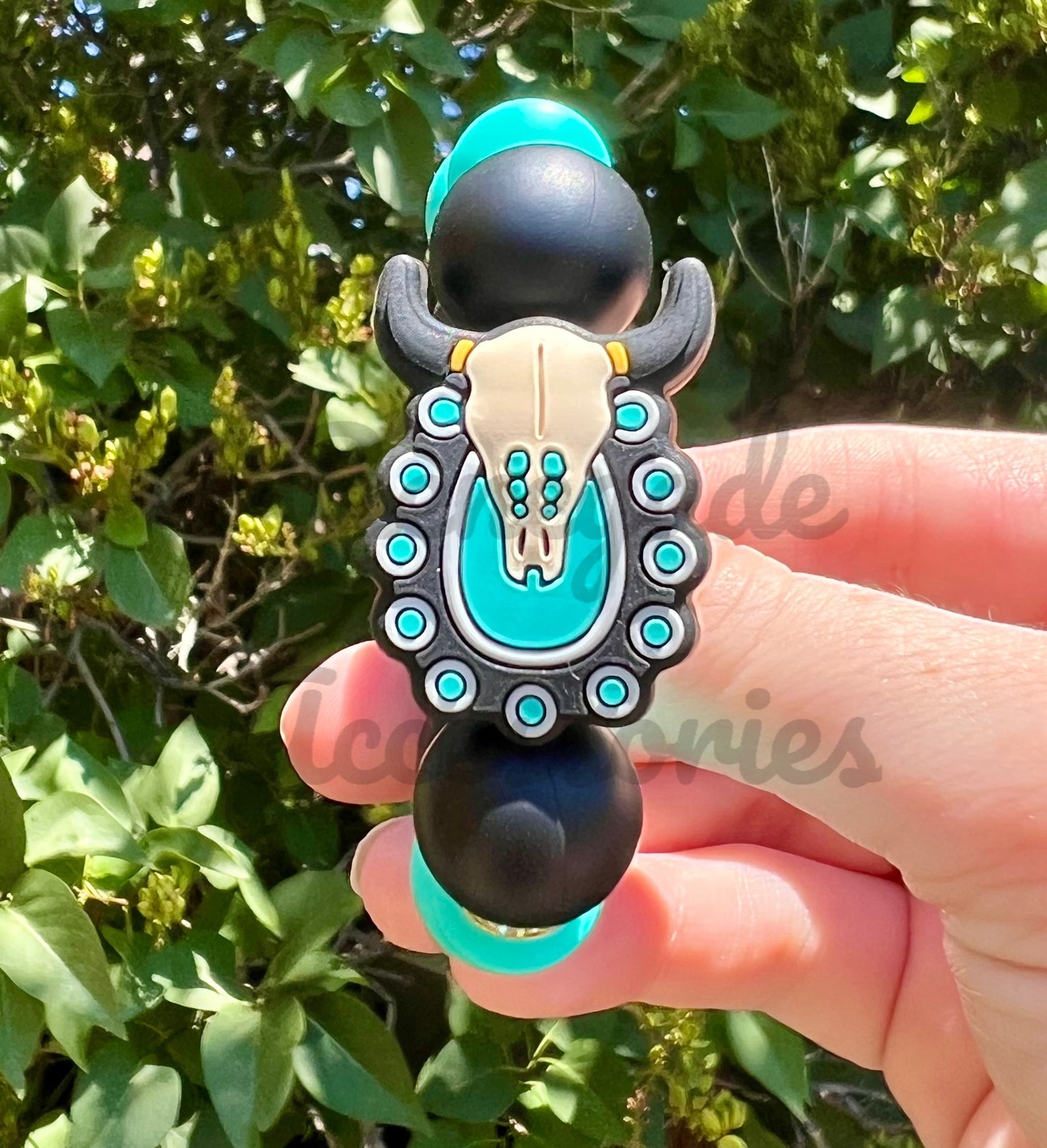 Silicone Charm - Turquoise Skull