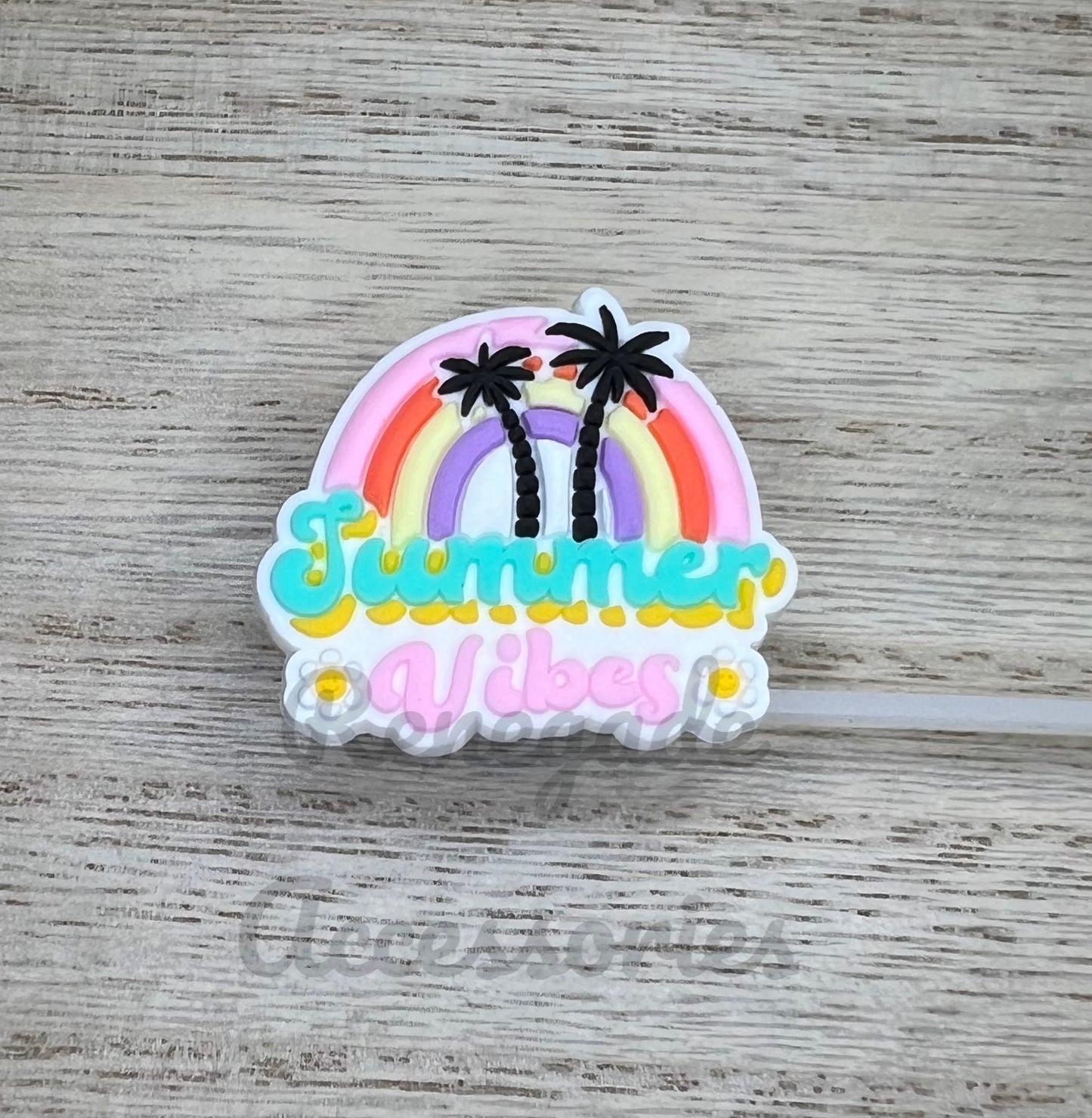 Straw Topper - Summer Vibes Palm Trees