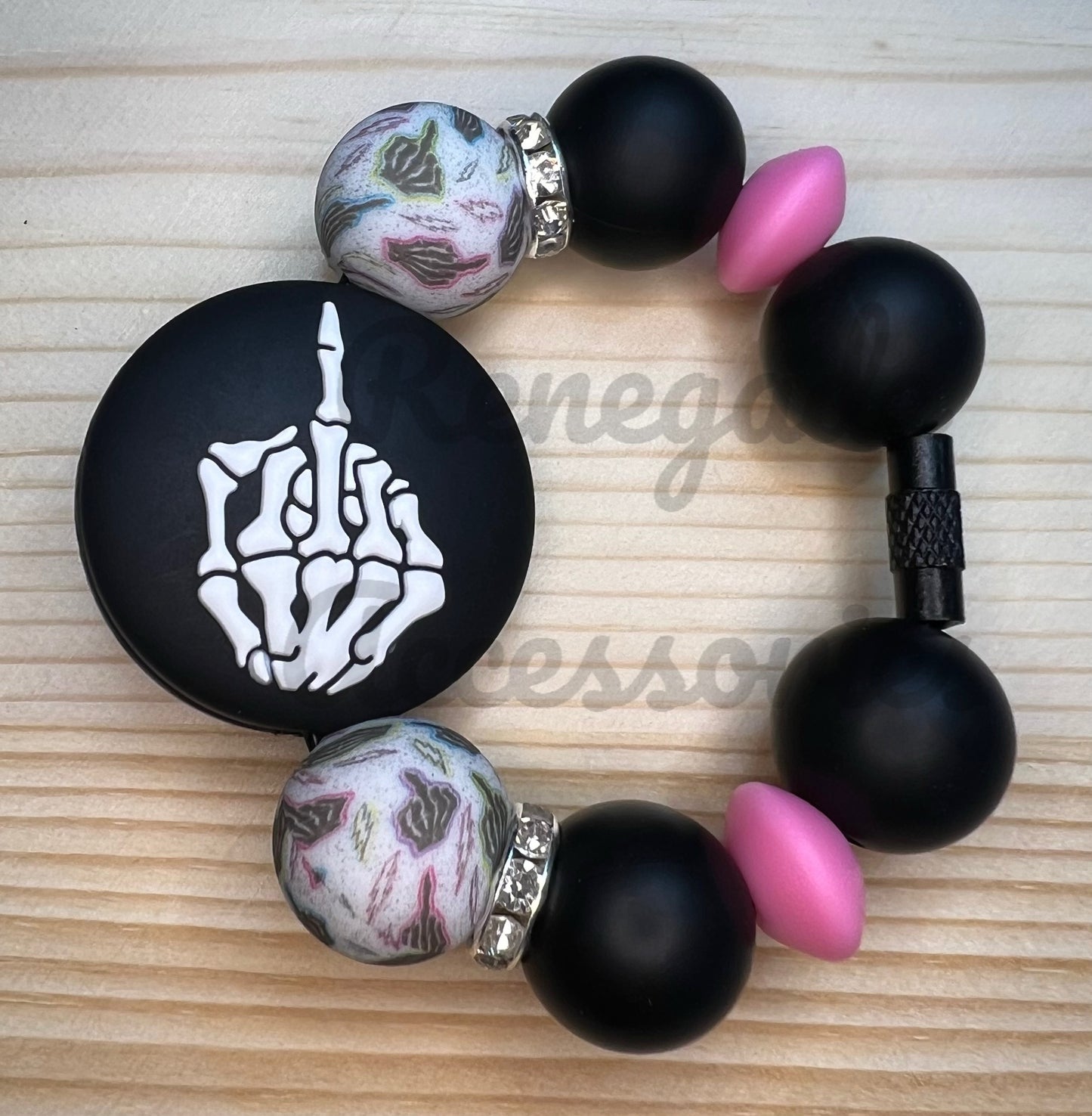 Silicone Charm - Skeleton Flipping Off