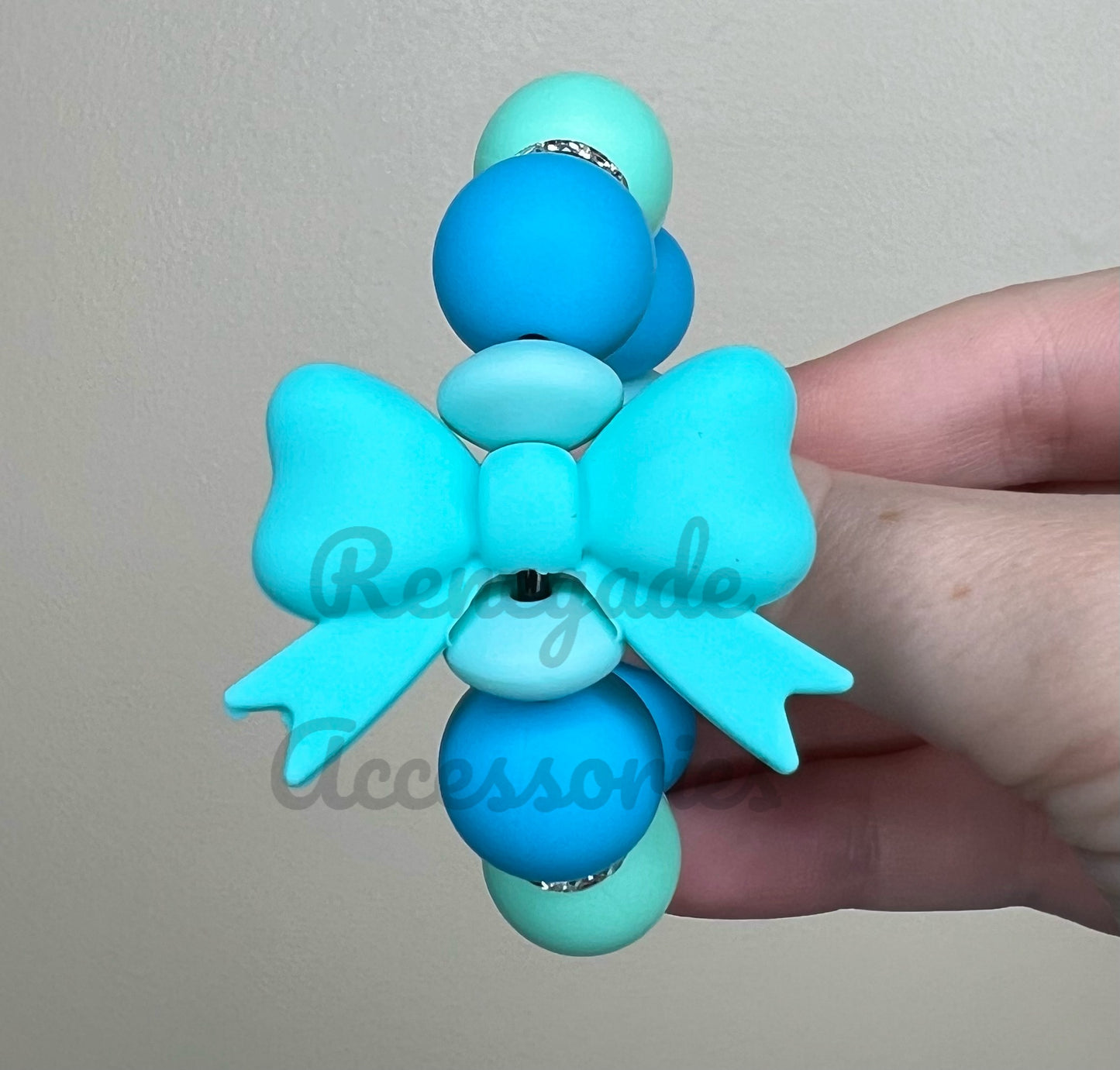 Silicone Charm - Blue Bow