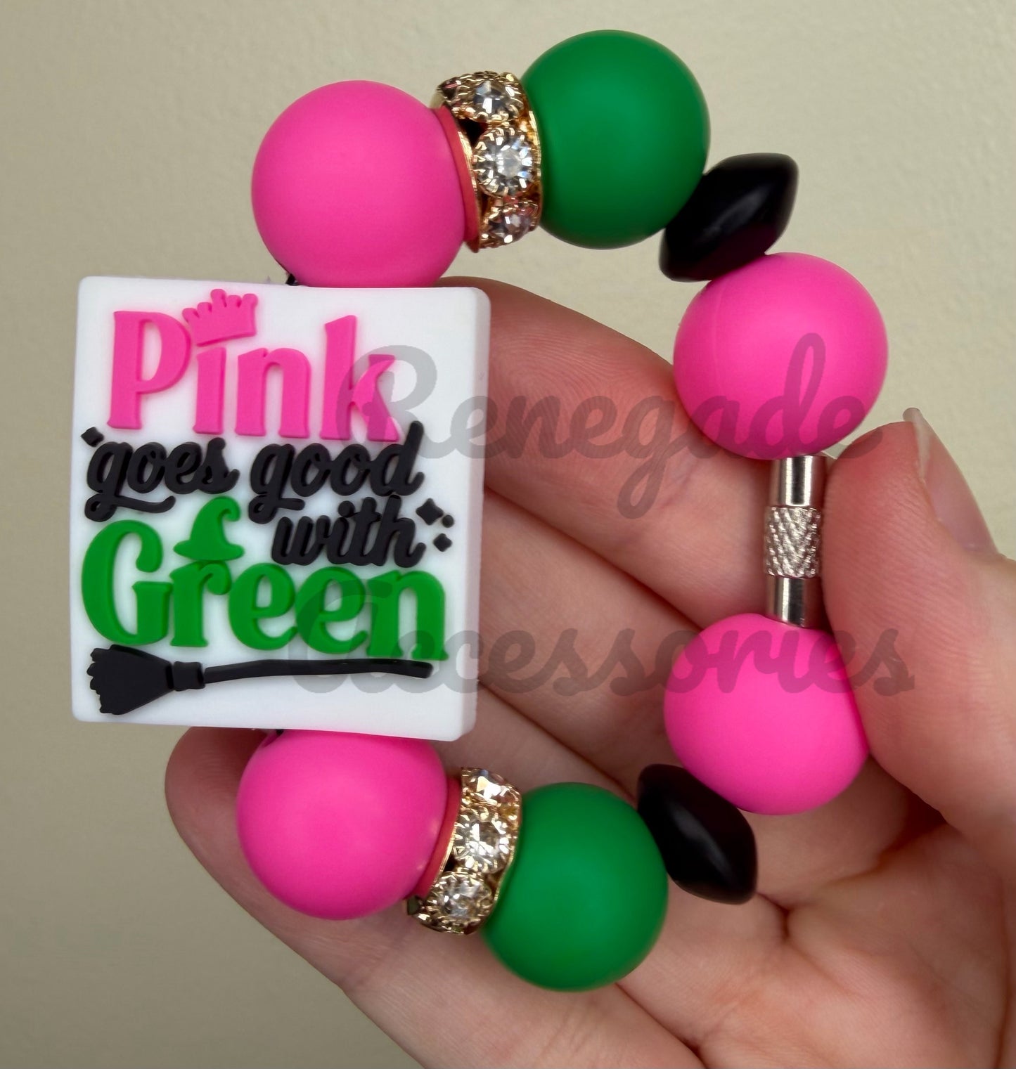 Silicone Charm - Pink Goes Good With Green Wicked