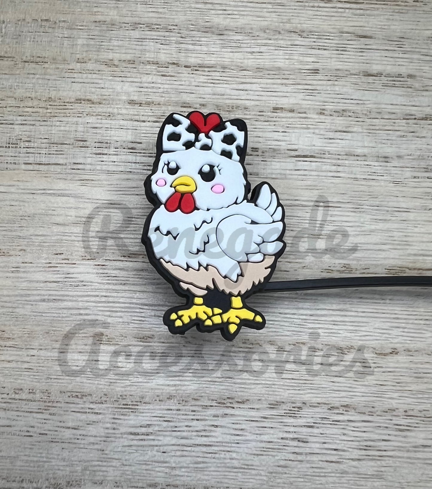 Straw Topper - Bow Chicken