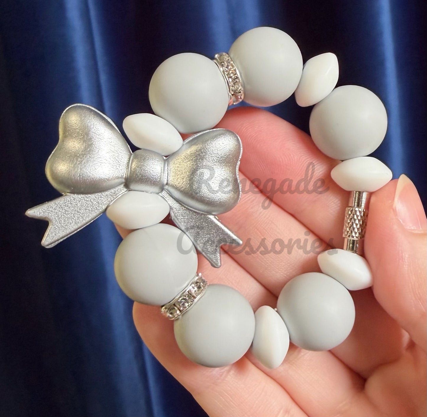 Silicone Charm - Silver Bow