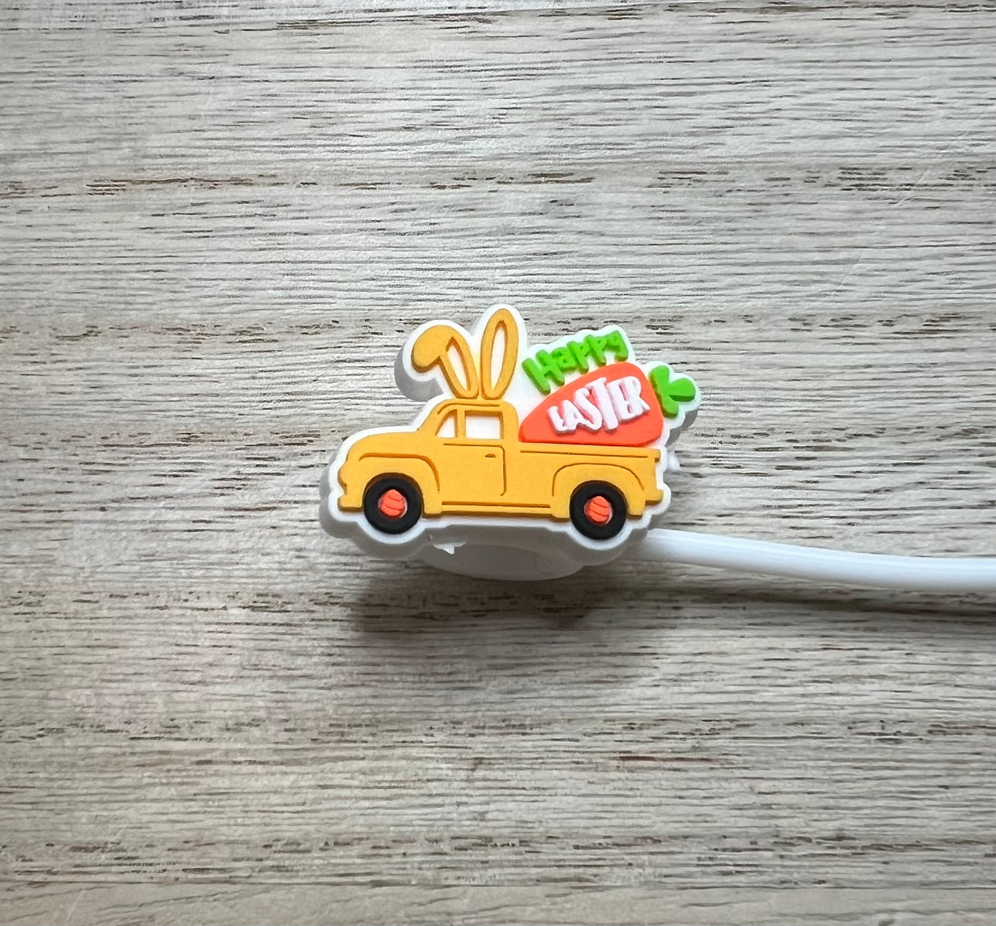 Straw Topper - Happy Easter Bunny Truck
