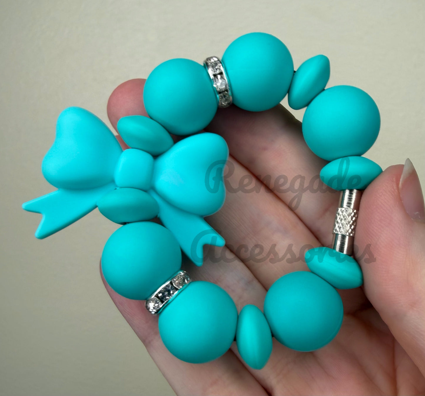 Silicone Charm - Blue Bow