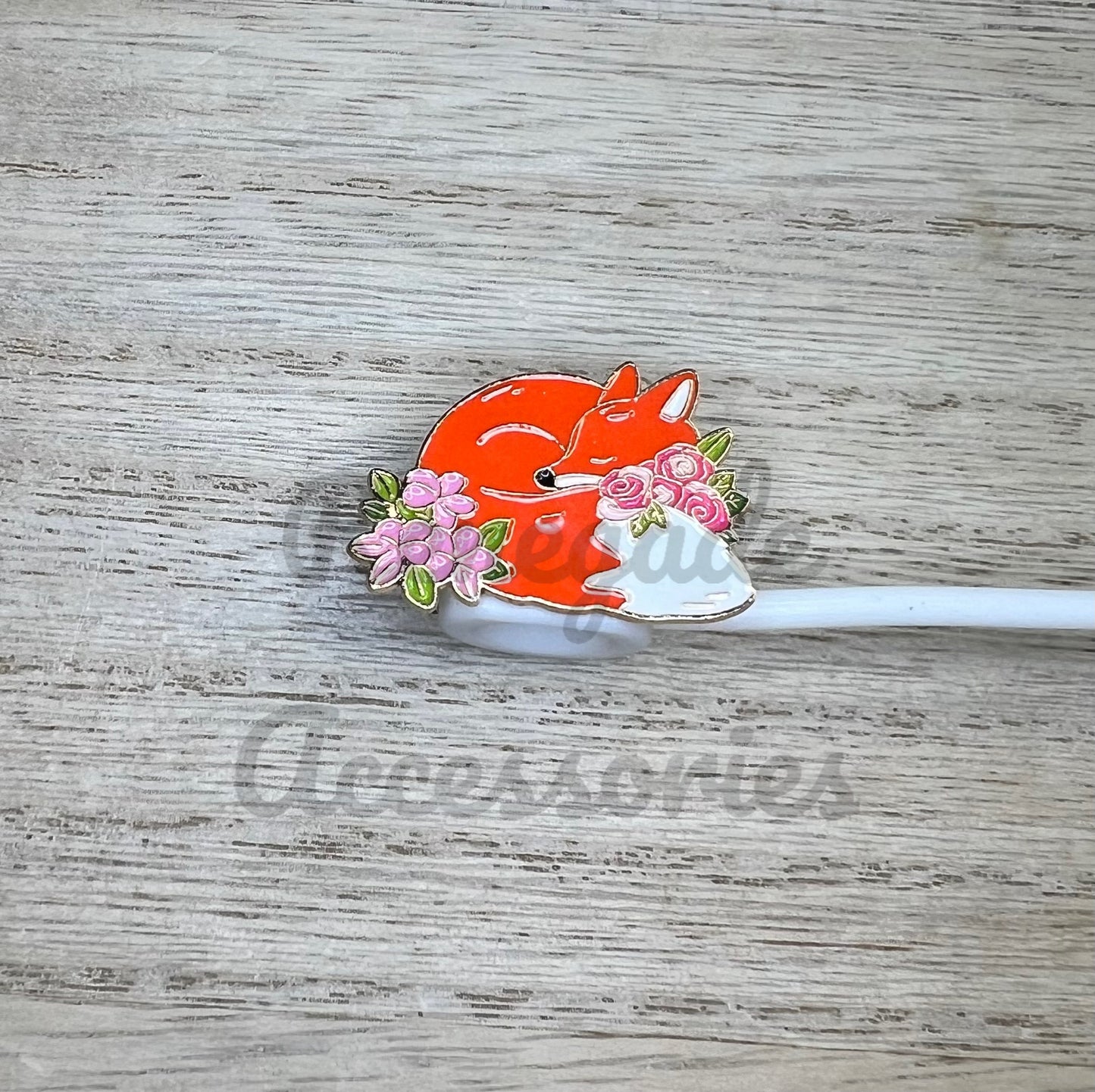 Straw Topper - Metal - Fox Flowers
