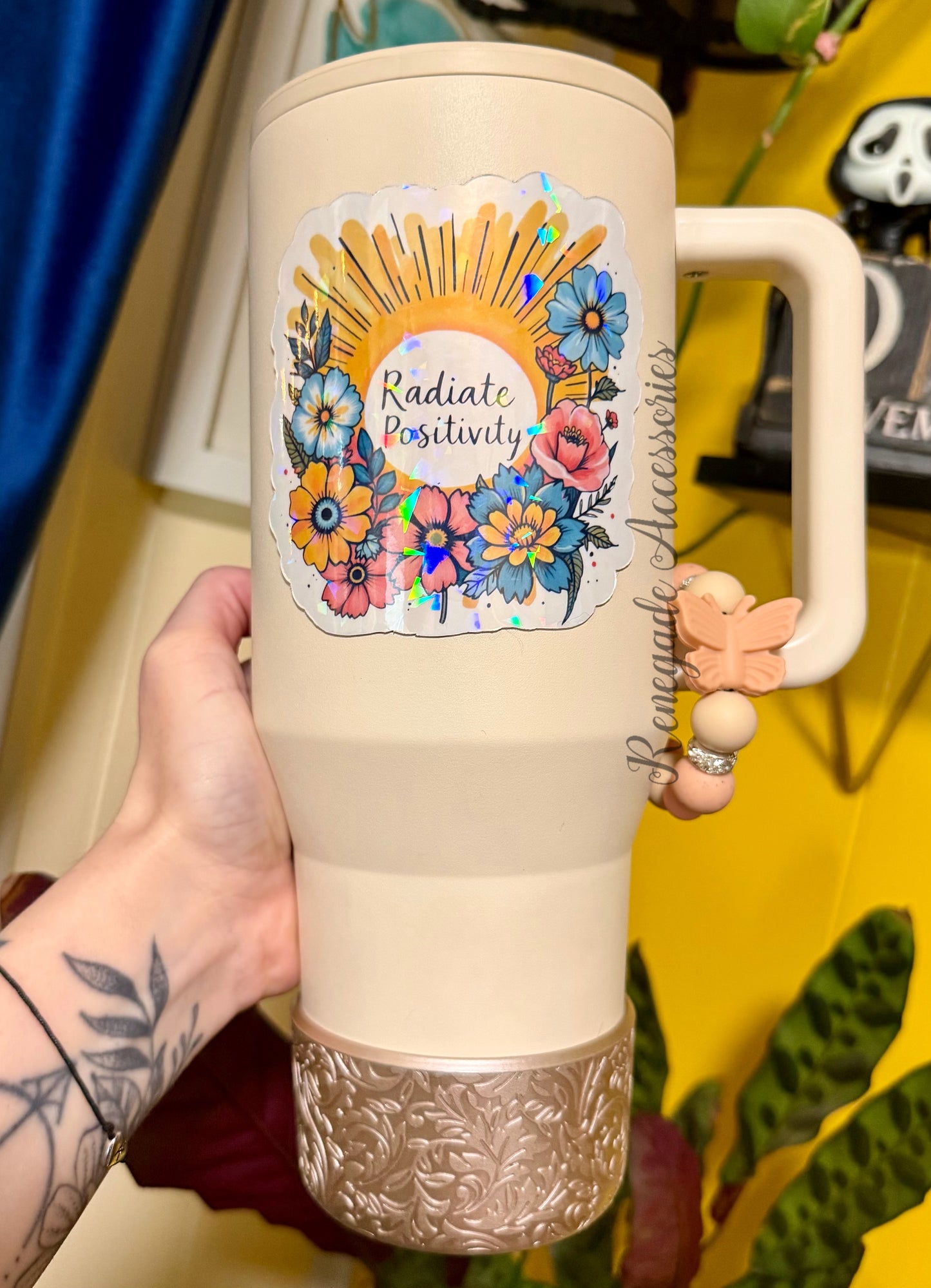 Silicone Charm - Pink/Peach Butterfly