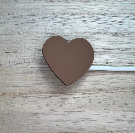 Straw Topper - Brown Heart