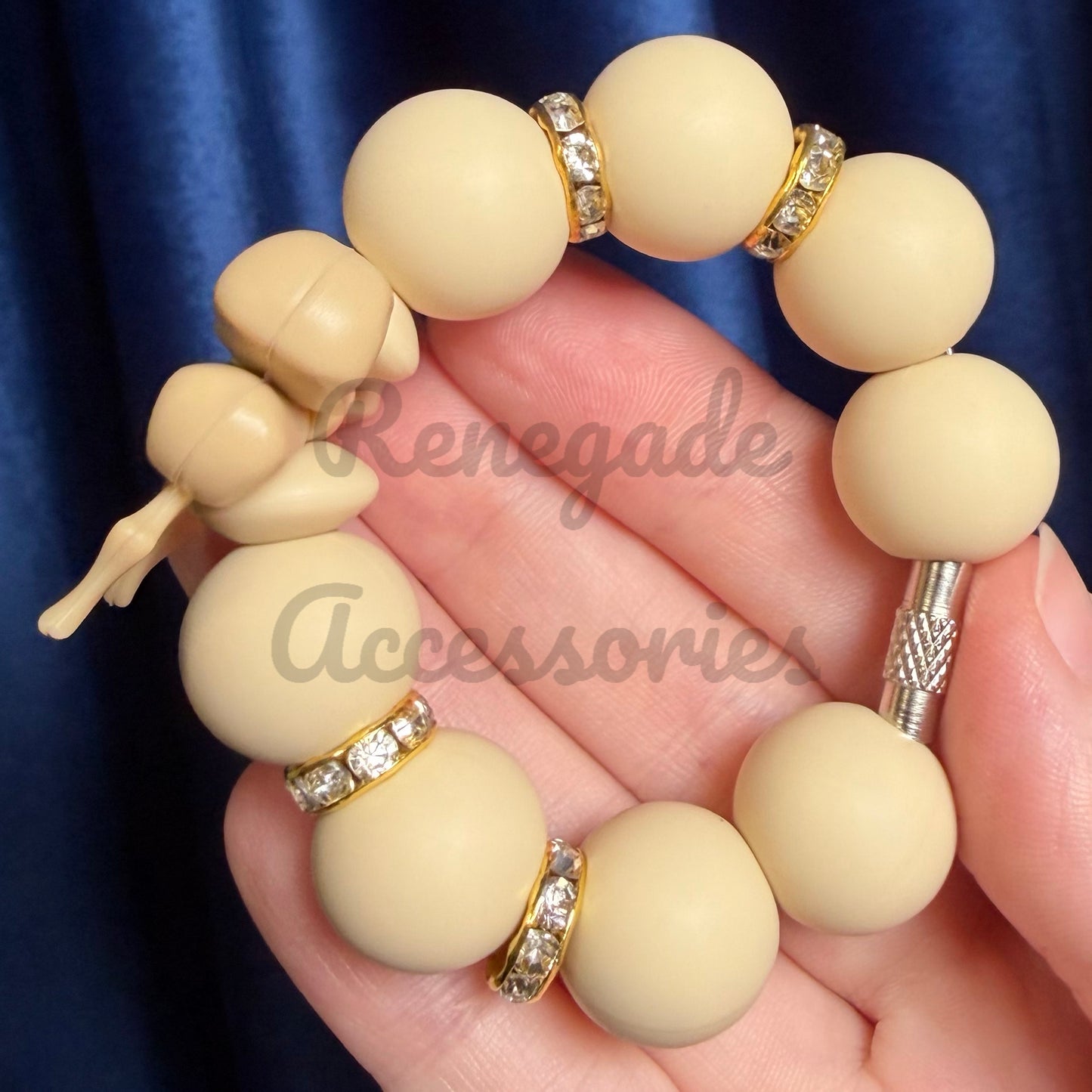 Silicone Charm - Cream/Tan Bow