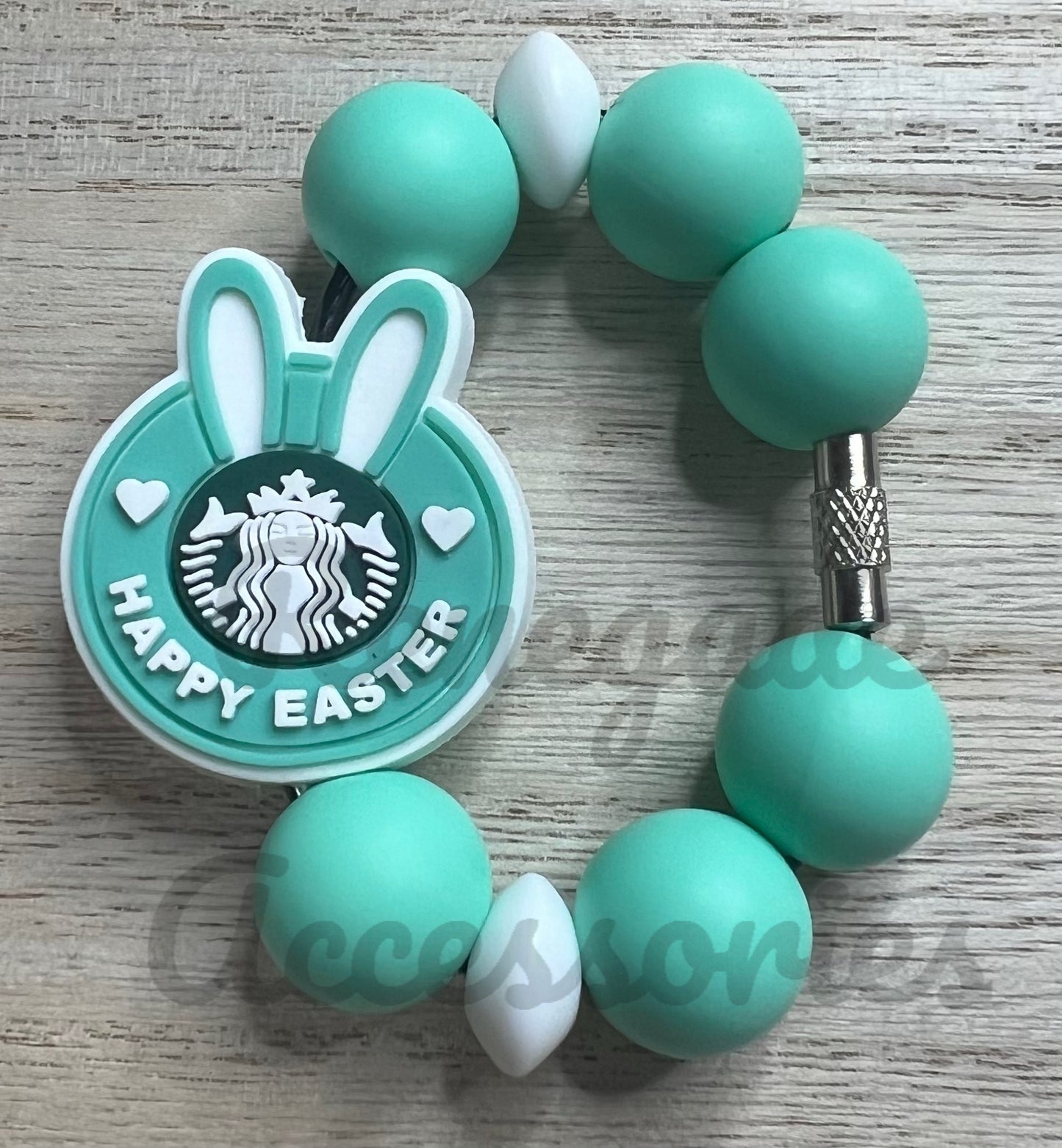 Silicone Charm - Happy Easter Bunny - Coffee