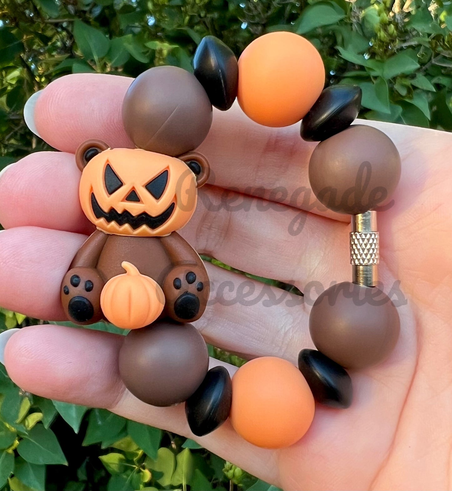 Silicone Charm - Pumpkin Bear