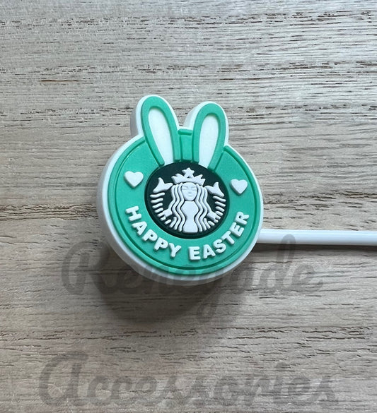 Straw Topper - Happy Easter Bunny - Coffee