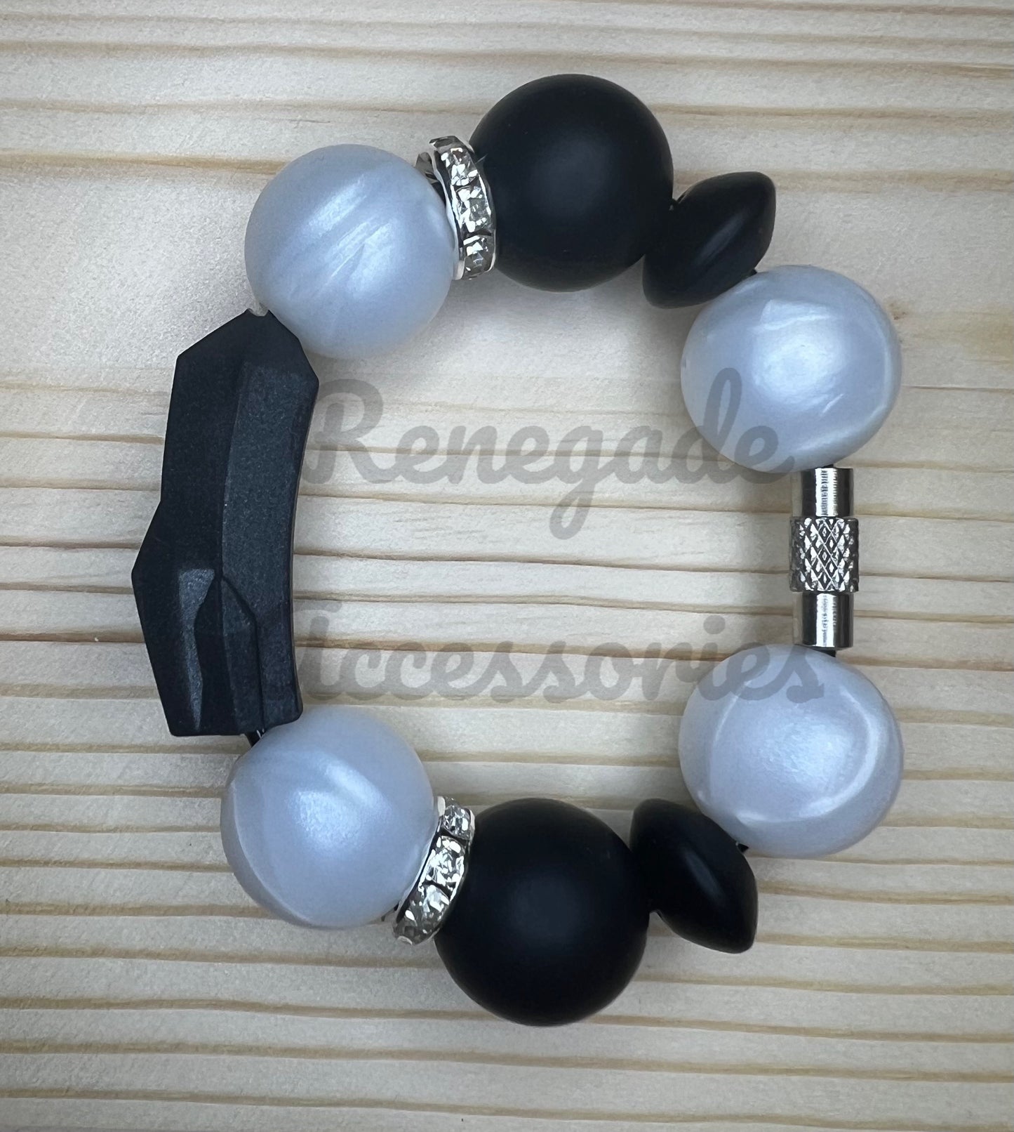 Silicone Charm - Black Pearl Crystals