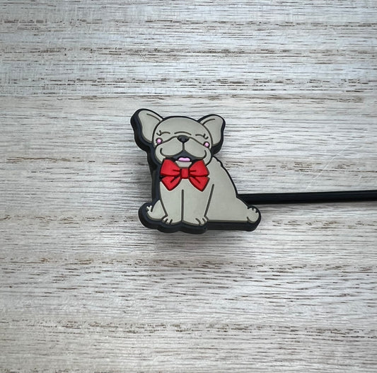 Straw Topper - Frenchie Dog Bow