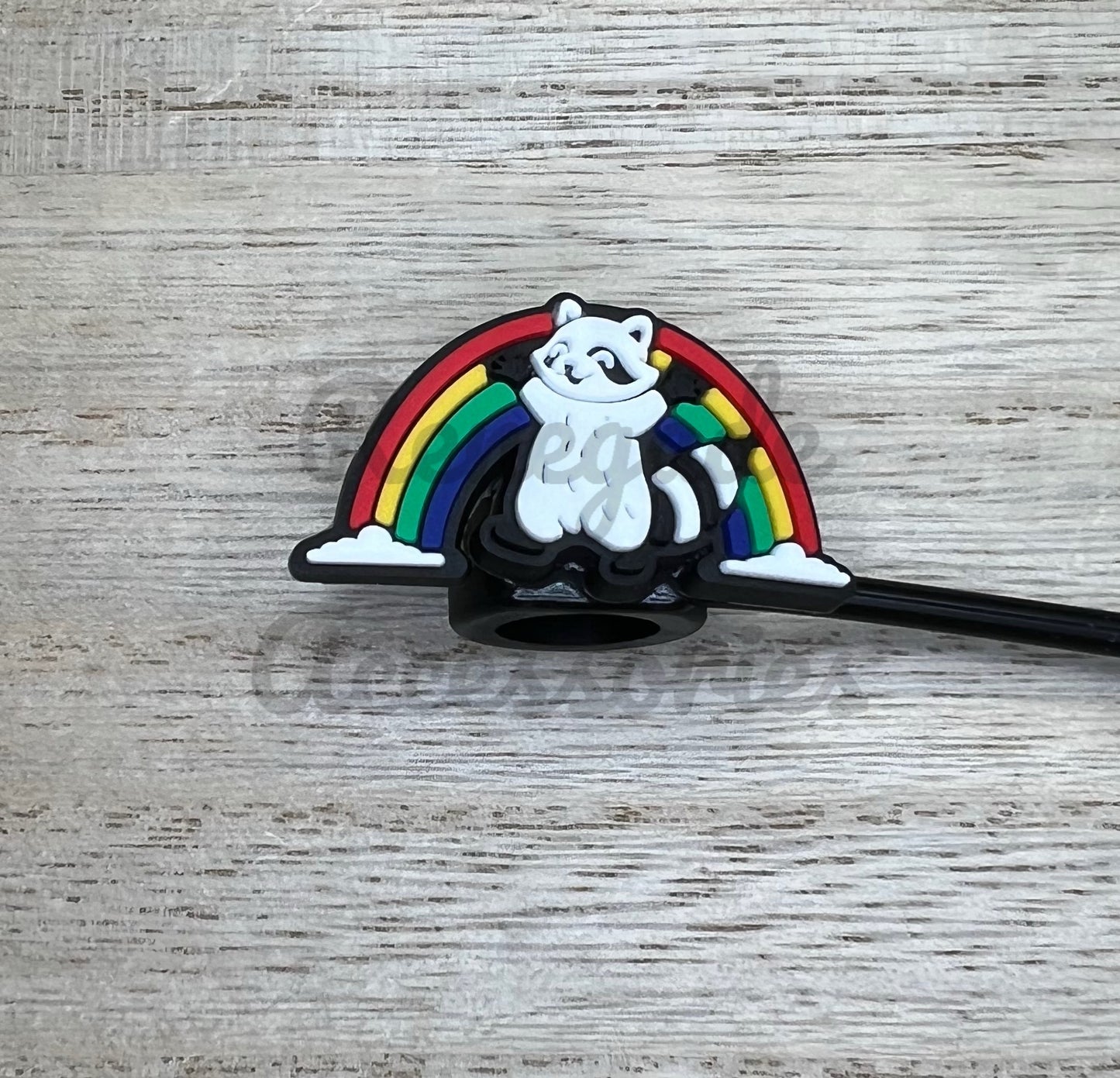 Straw Topper - Raccoon Rainbow
