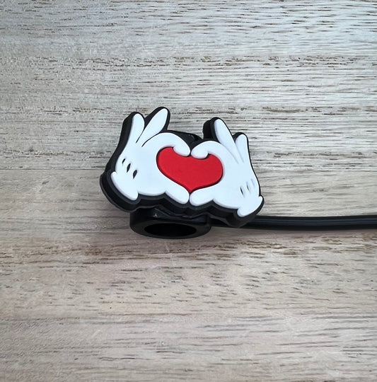 Straw Topper - Mouse Ears Character Heart Hands
