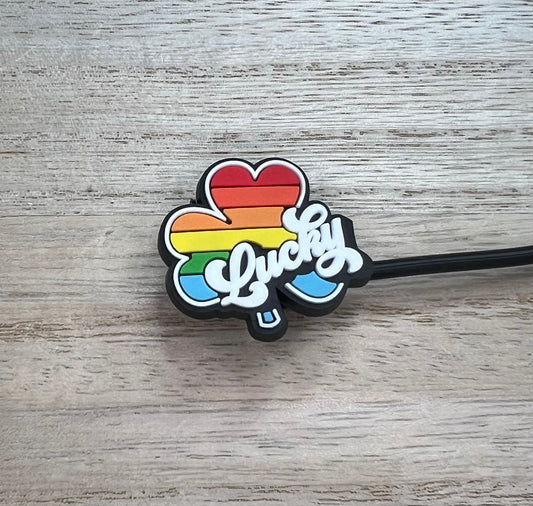 Straw Topper - Lucky Rainbow Clover