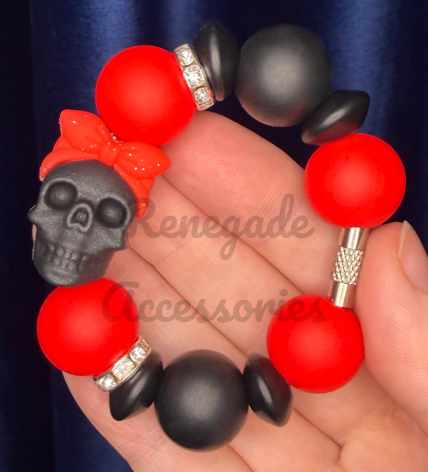 Silicone Charm - Skull Red Bandana