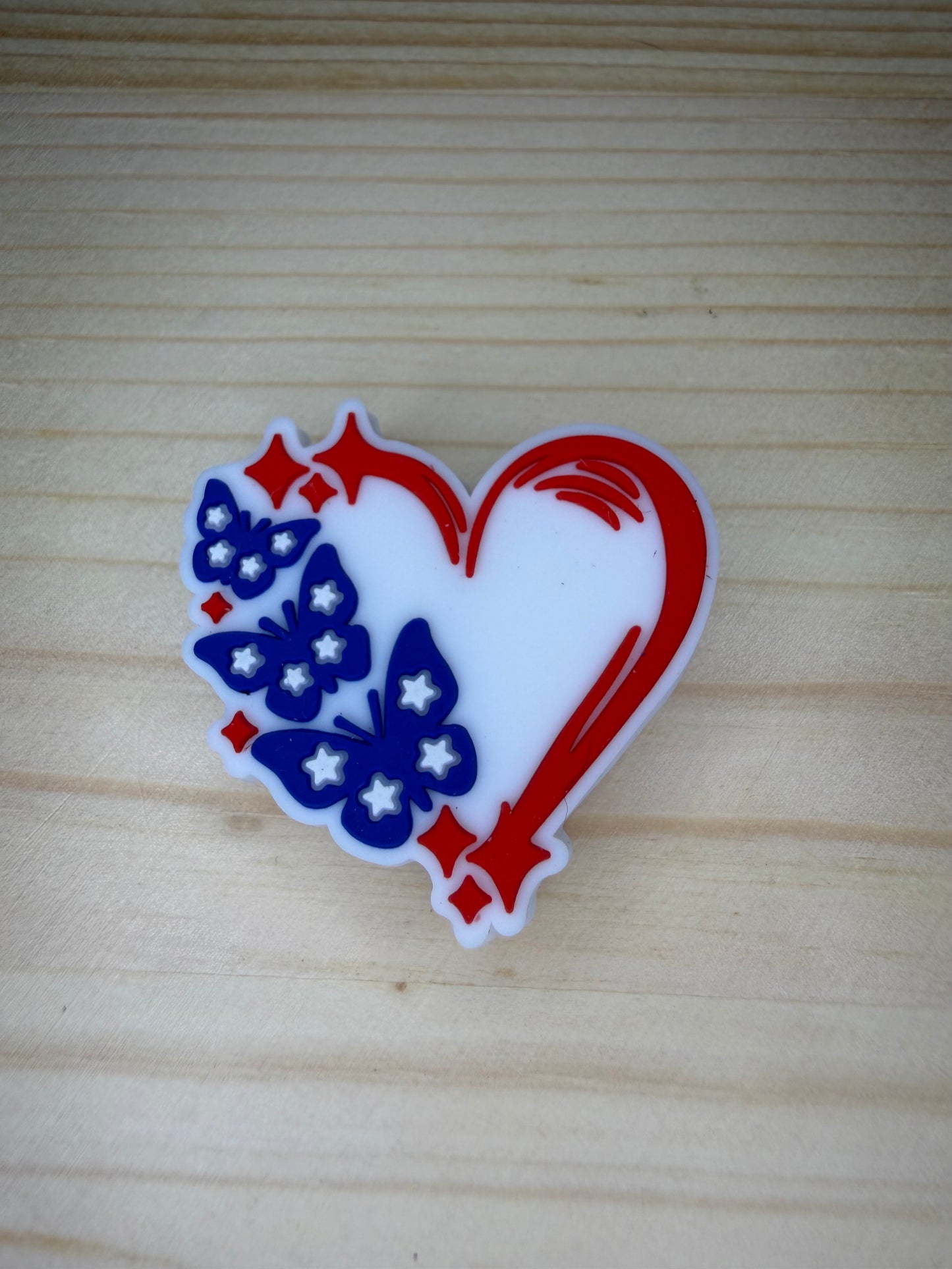 Focal Bead - Fourth Of July Butterfly Heart