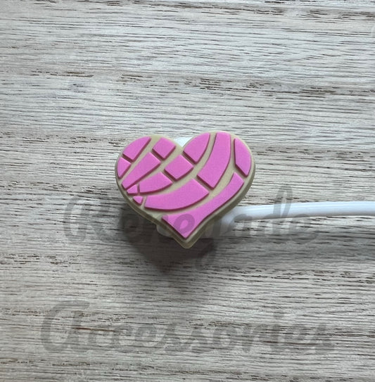 Straw Topper - Pink Concha Heart