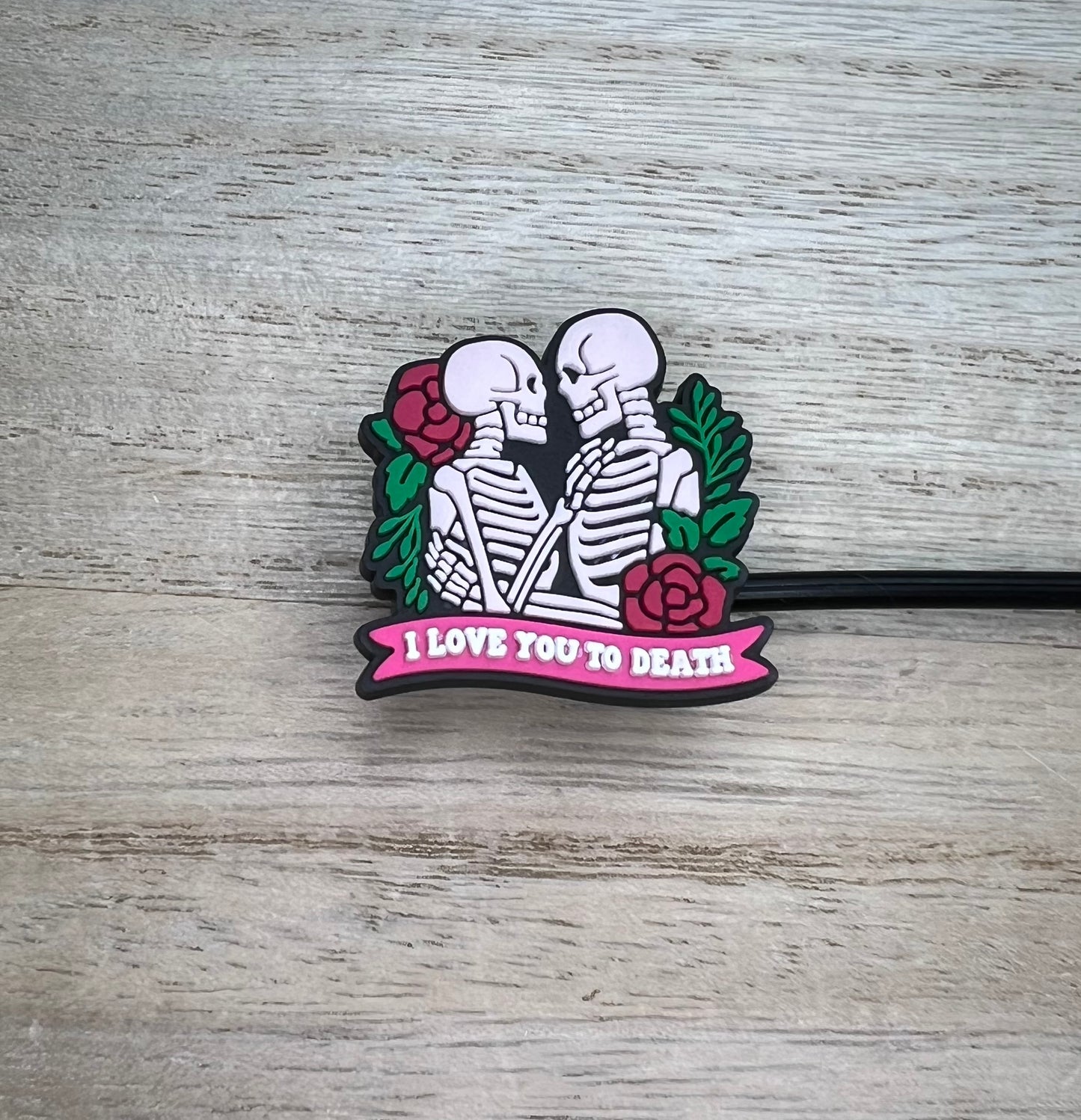 Straw Topper - Love You To Death Skeletons