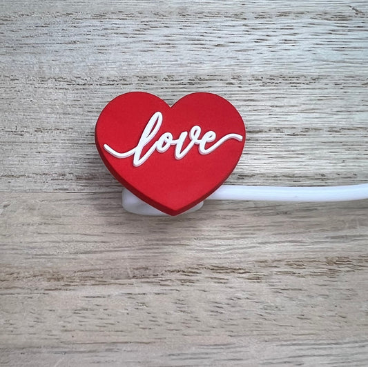 Straw Topper - Love Red Heart