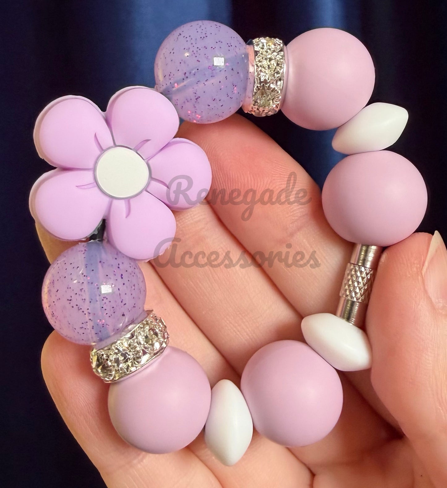 Silicone Charm - Purple Daisy