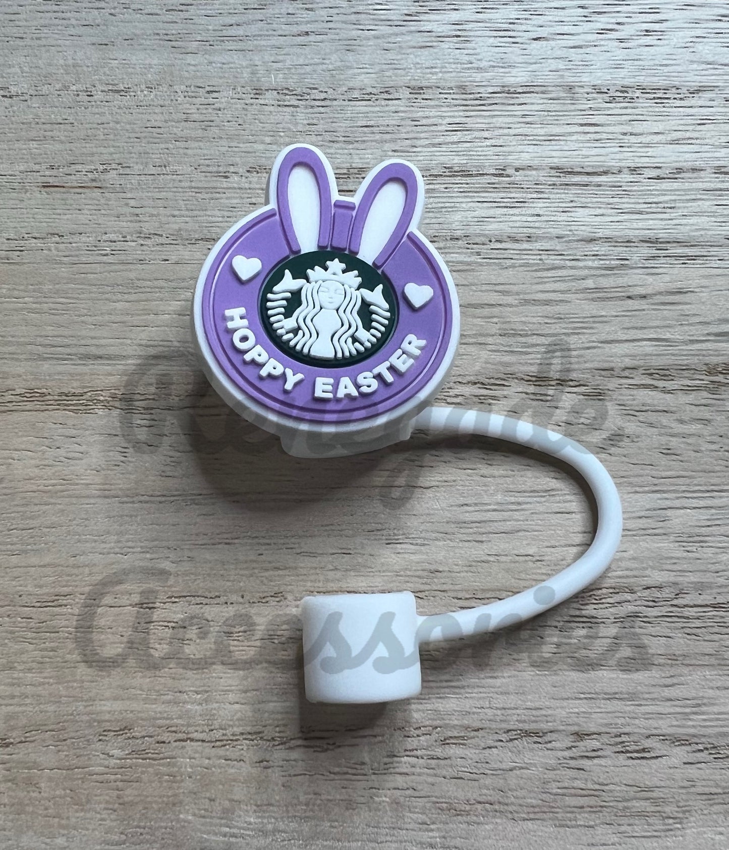 Straw Topper - Hoppy Easter Bunny - Coffee