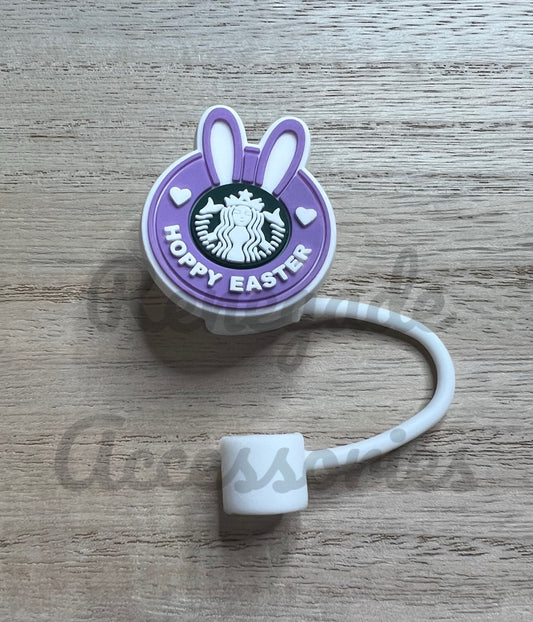 Straw Topper - Hoppy Easter Bunny - Coffee