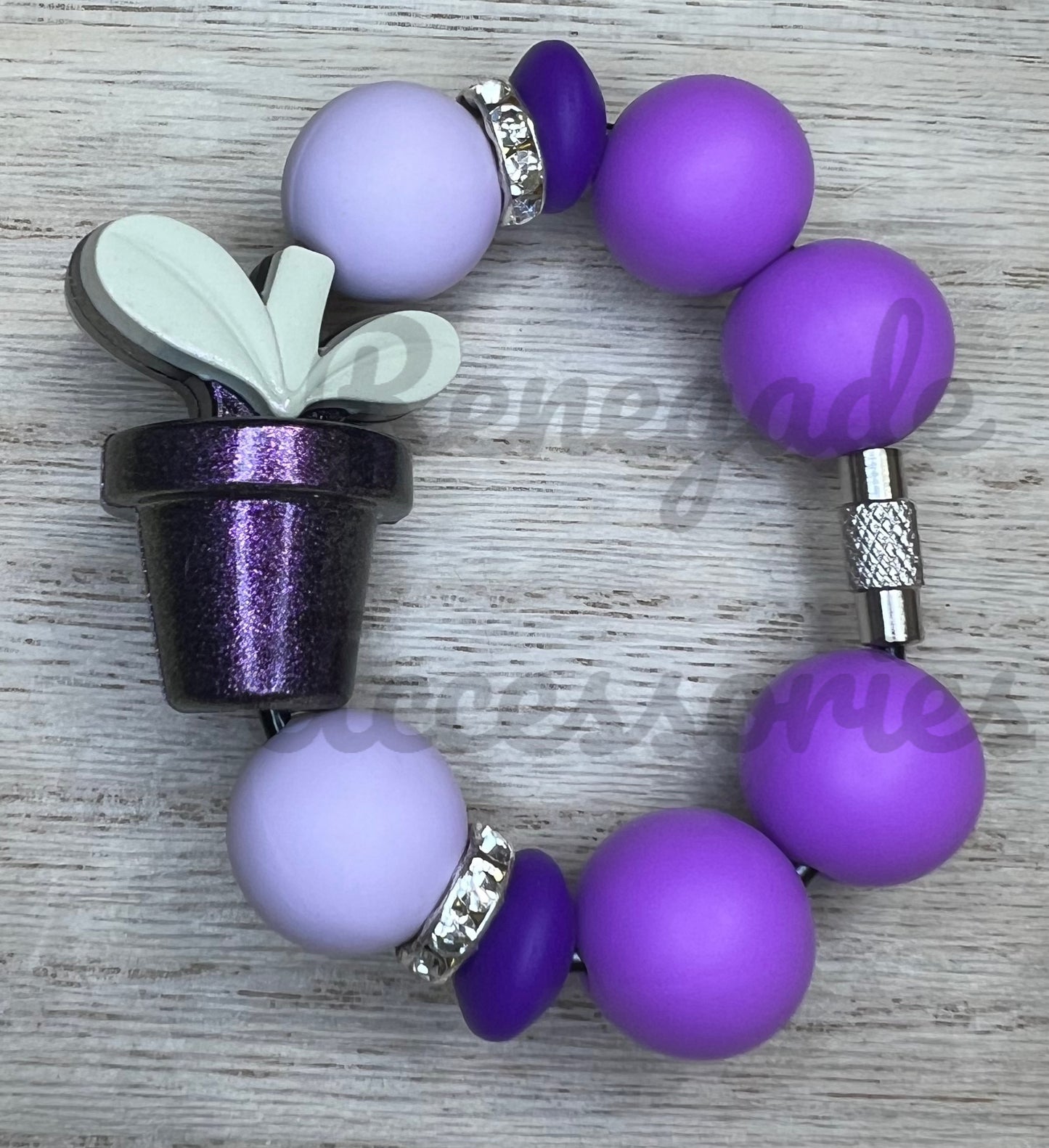 Silicone Charm - Opal Purple Plant Pot - Flower