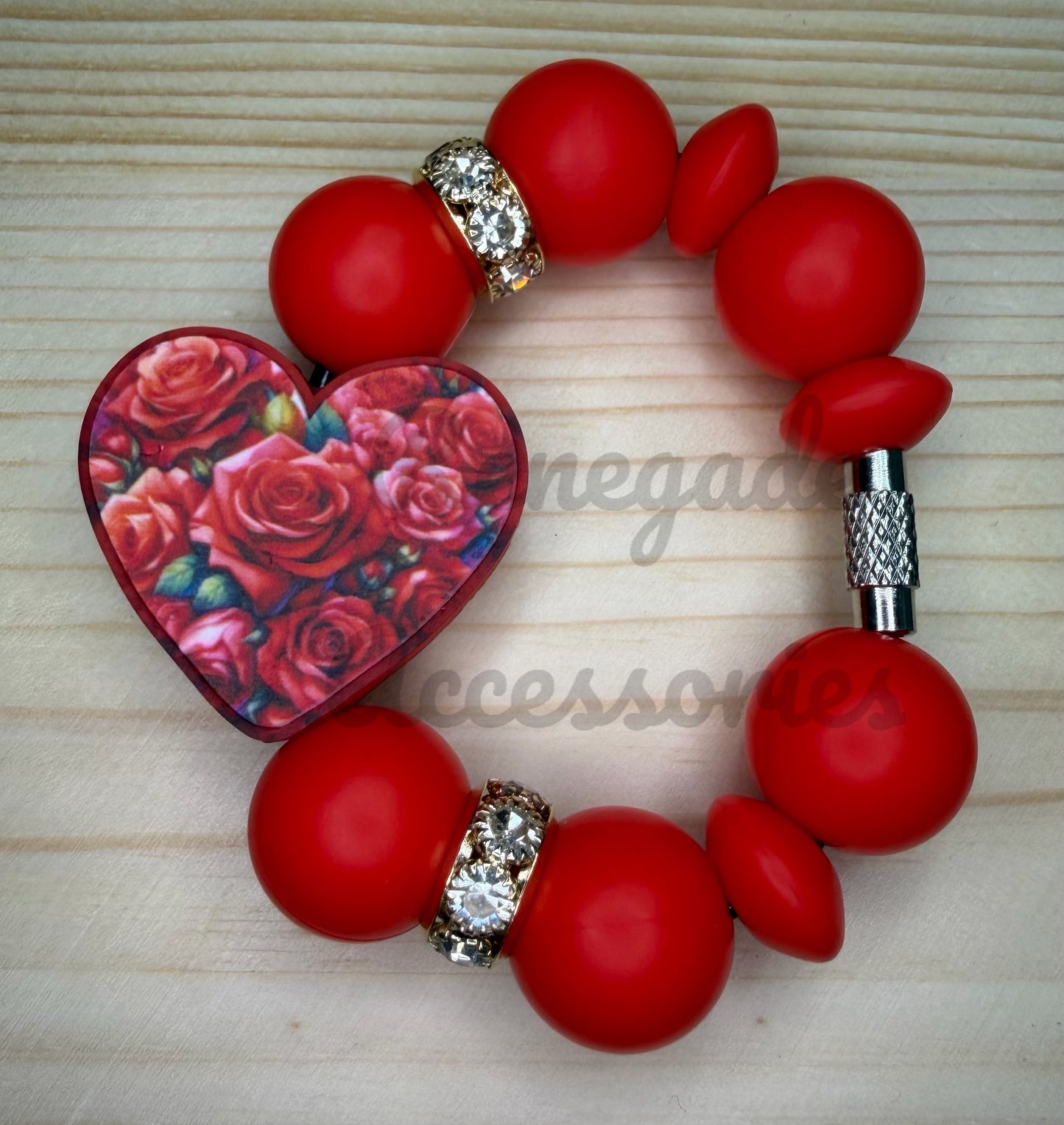 Silicone Charm - Heart Roses