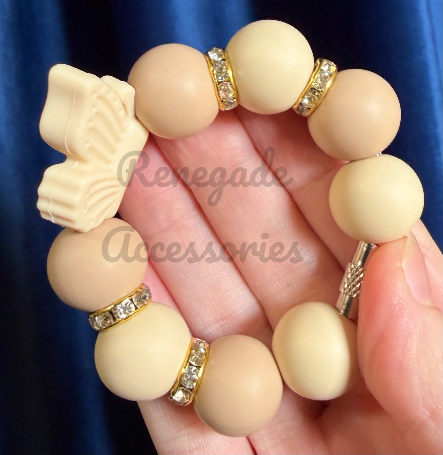 Silicone Charm - Cream Butterfly - Sandstone