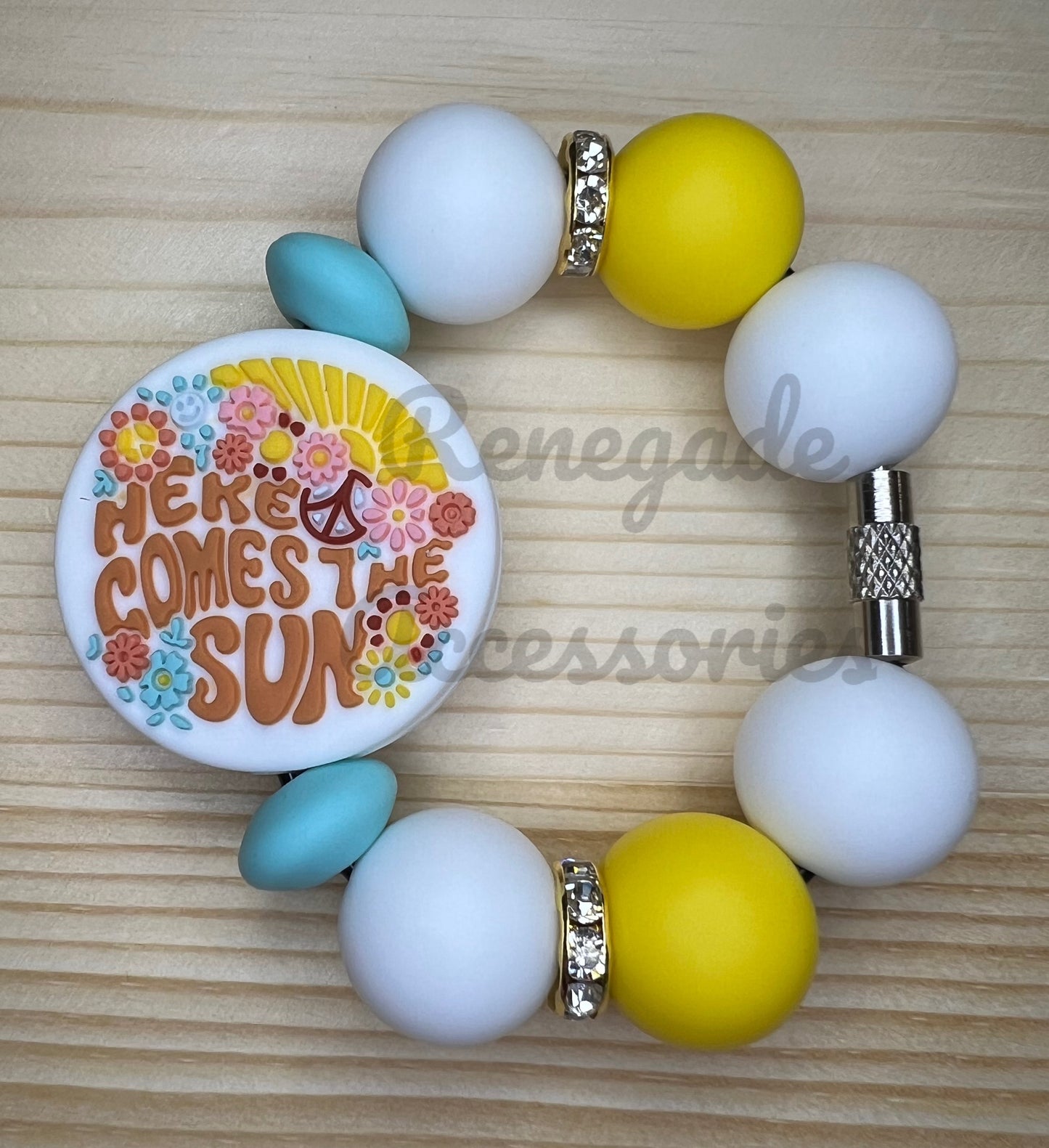 Silicone Charm - Here Comes The Sun - White